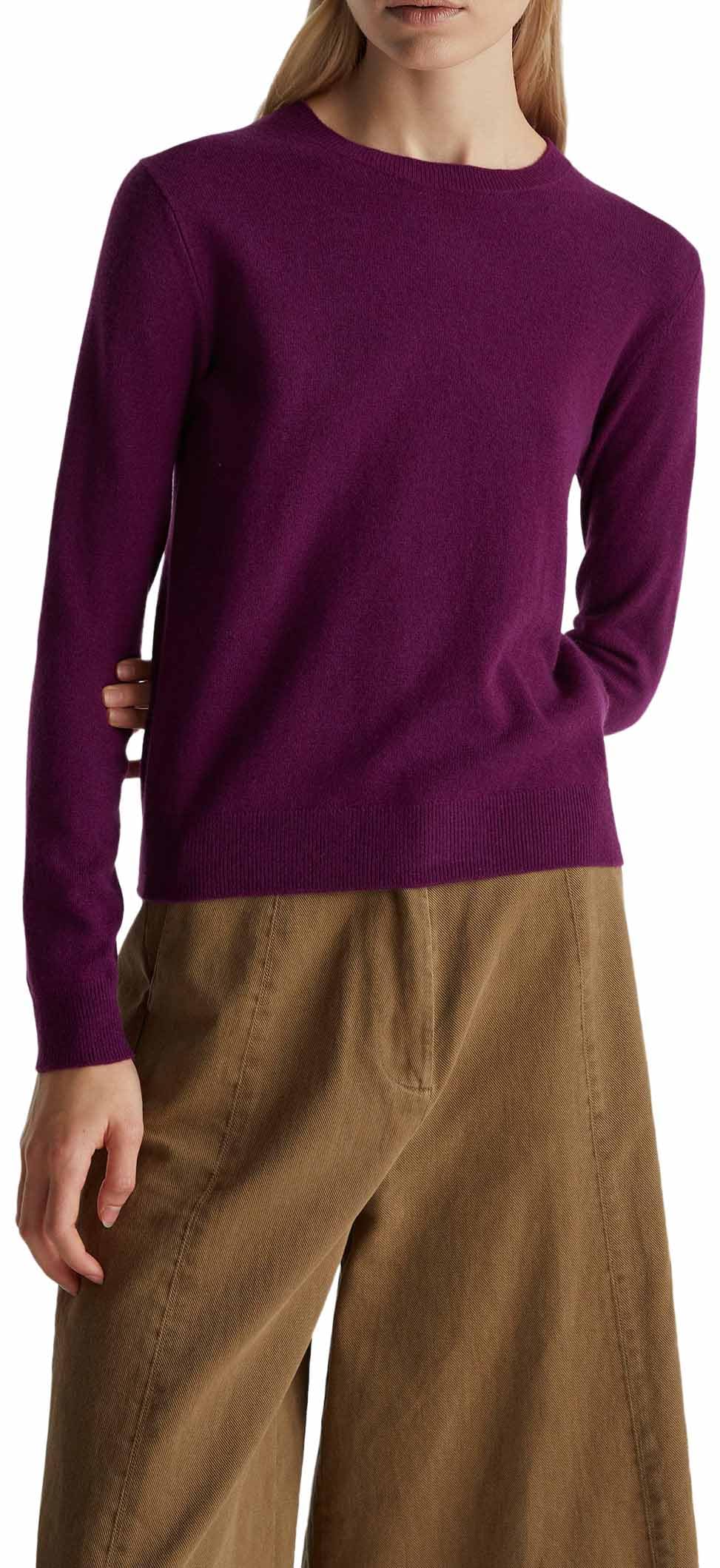 United Colors of Benetton Women's Maglia G/C M/L 1002d1k01 Sweater, Purple, M