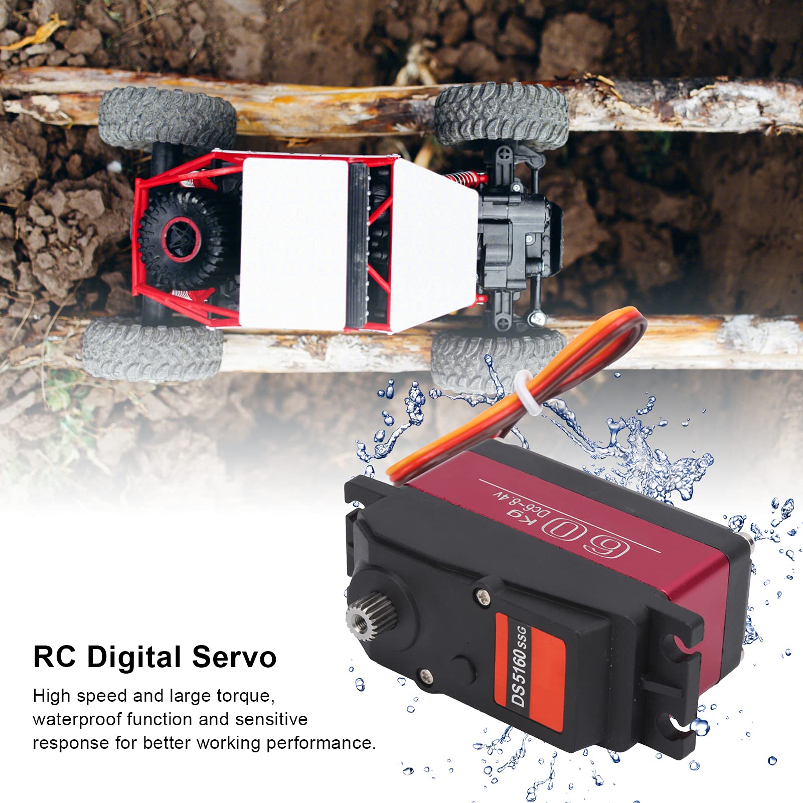 VGEBY Servo Digitale RC, Servo Digitale 60KG Ingranaggio Inossidabile Coppia Grande Servo Ad Alta velocità per Auto RC Aerei Ad Ala Fissa Telecomando Barche Robot