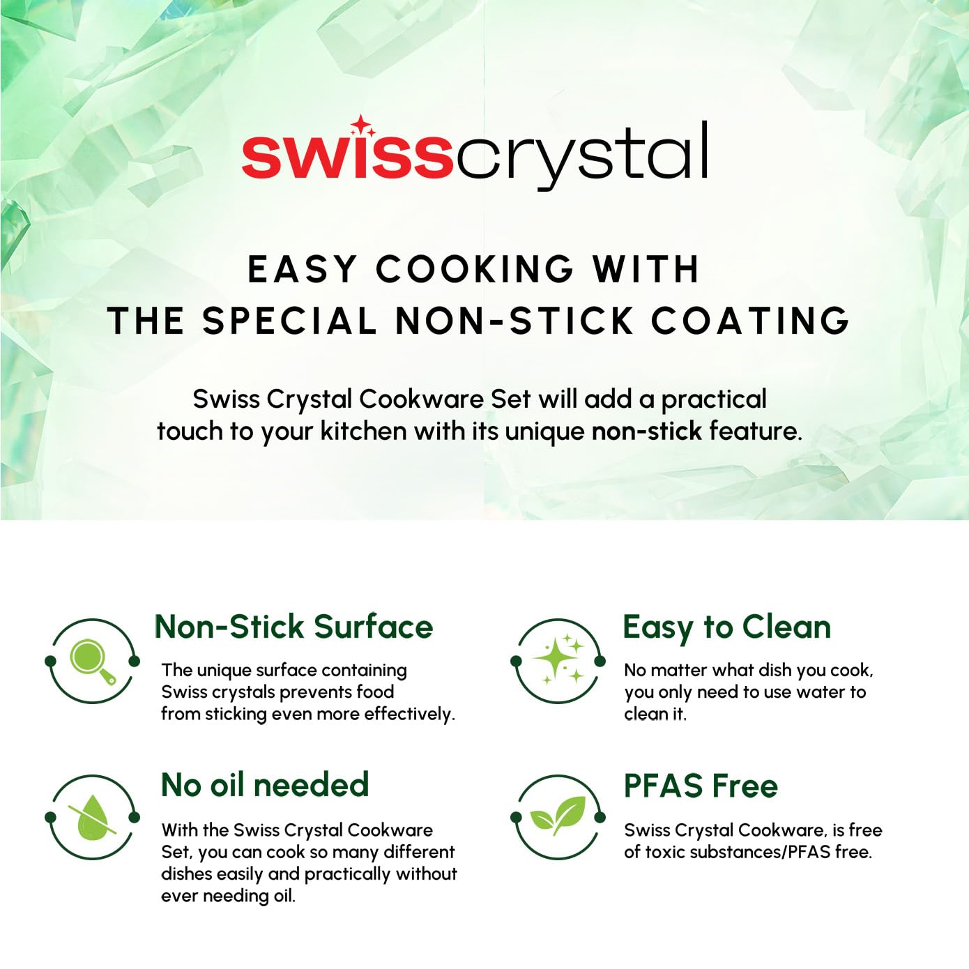 Karaca Swiss Crystal Set de Casserole avec couvercle en verre, 7 Pièces Antiadhésives, Résistantes au Feu, Sans PFAS, Cuisson Sans Huile, Batterie de Cuisine Saine et Efficace (Crème d'Amande)