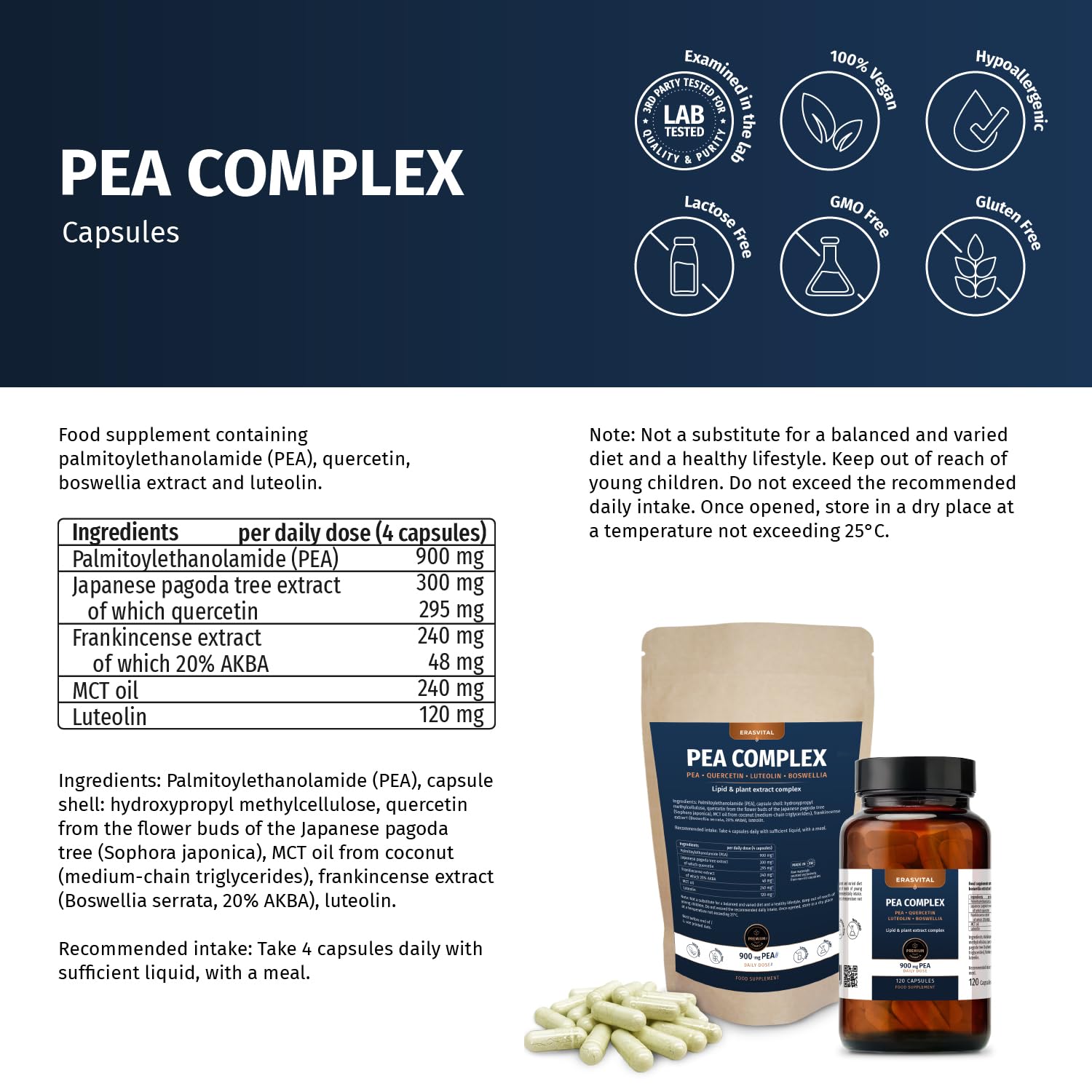 PEA COMPLEX – PEA mit Quercetin, Boswellia (20% AKBA) & Luteolin (360 Stk (1er Pack))