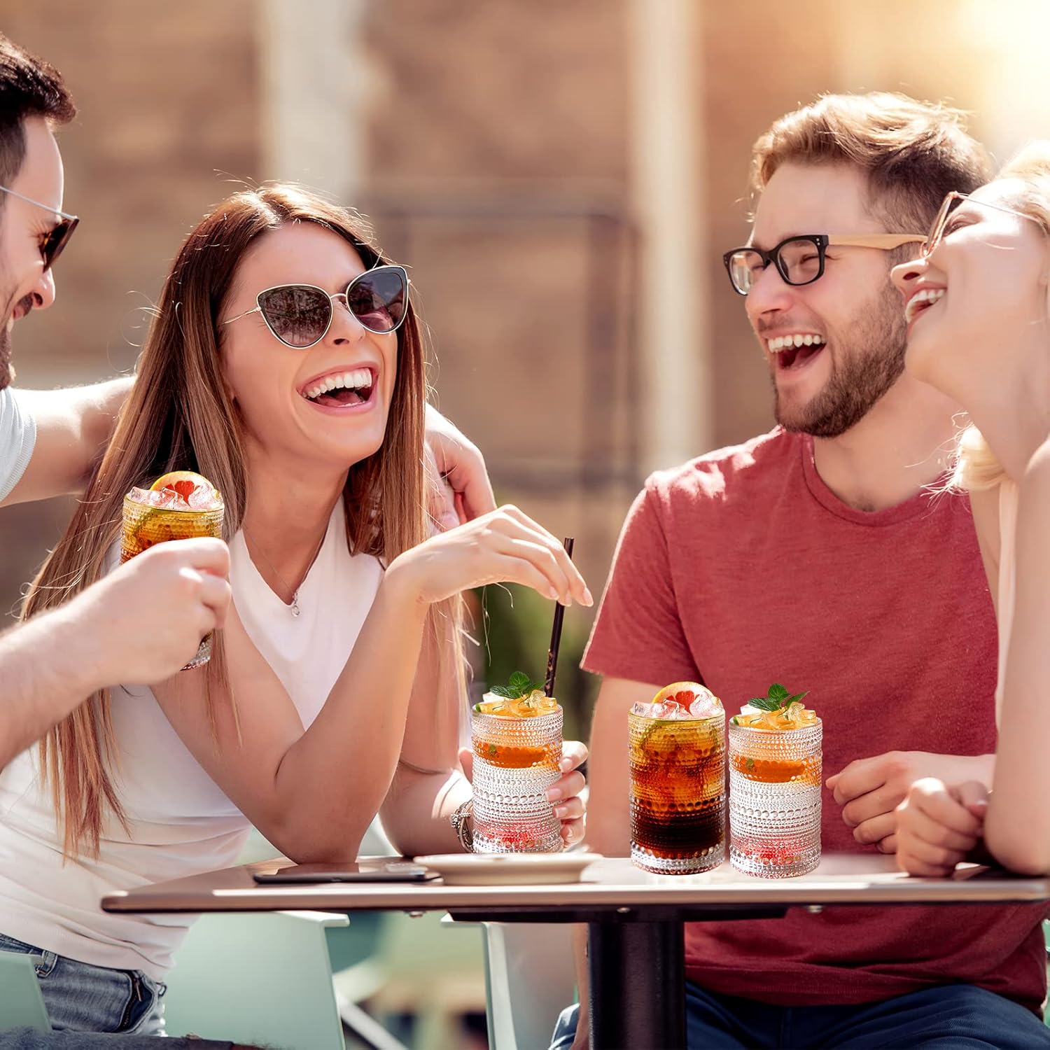 Hobnail Glasses Set of 6 Highball Vintage Drinking Glasses 13OZ Clear Embossed Vintage Glassware Hobnail Glass Cup for Water, Juice,Cocktail, Wine, Beer, Whiskey for Thanksgiving Day, Christmas Gift - Image 6