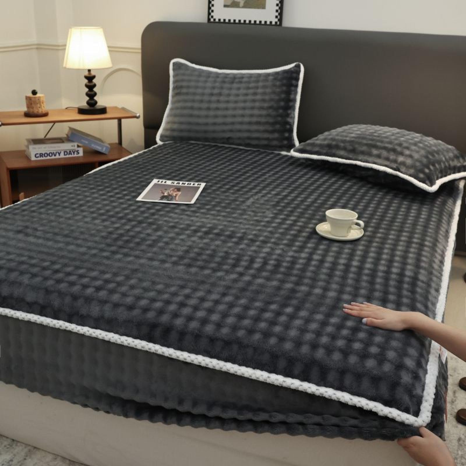 Protector de colchón para Cuna, sábanas Ajustables de Felpa para otoño e Invierno, Funda de Cama de Terciopelo, Funda Protectora de colchón, sábana Suave de Coral Grueso, Verde, 59 x 79 pulg