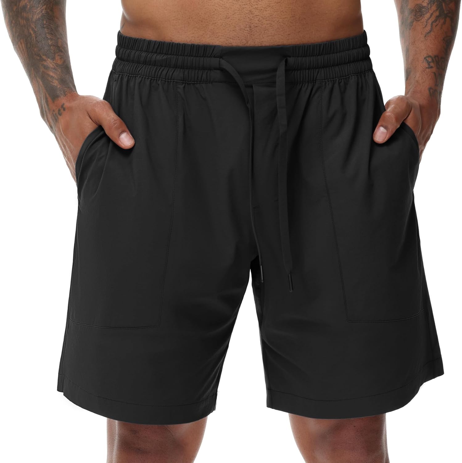 THE GYM PEOPLE Men's Running Shorts Lightweight Quick Dry Workout Shorts with Drawstring Zipper Pockets