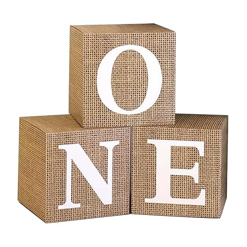 grnsce One Balloon Boxes for 1st Birthday, Baby Girl First Birthday Decorations, 1st Party Supplies Boy, 1 Year Anniversary Decorations Photoshoot Props Backdrop. (Burlap)