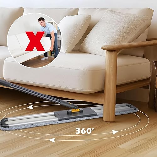 Miniatura 4 de MASTERTOP Trapeador comercial grande de 36 pulgadas, trapeador industrial resistente con 3 almohadillas de microfibra reutilizables y mango