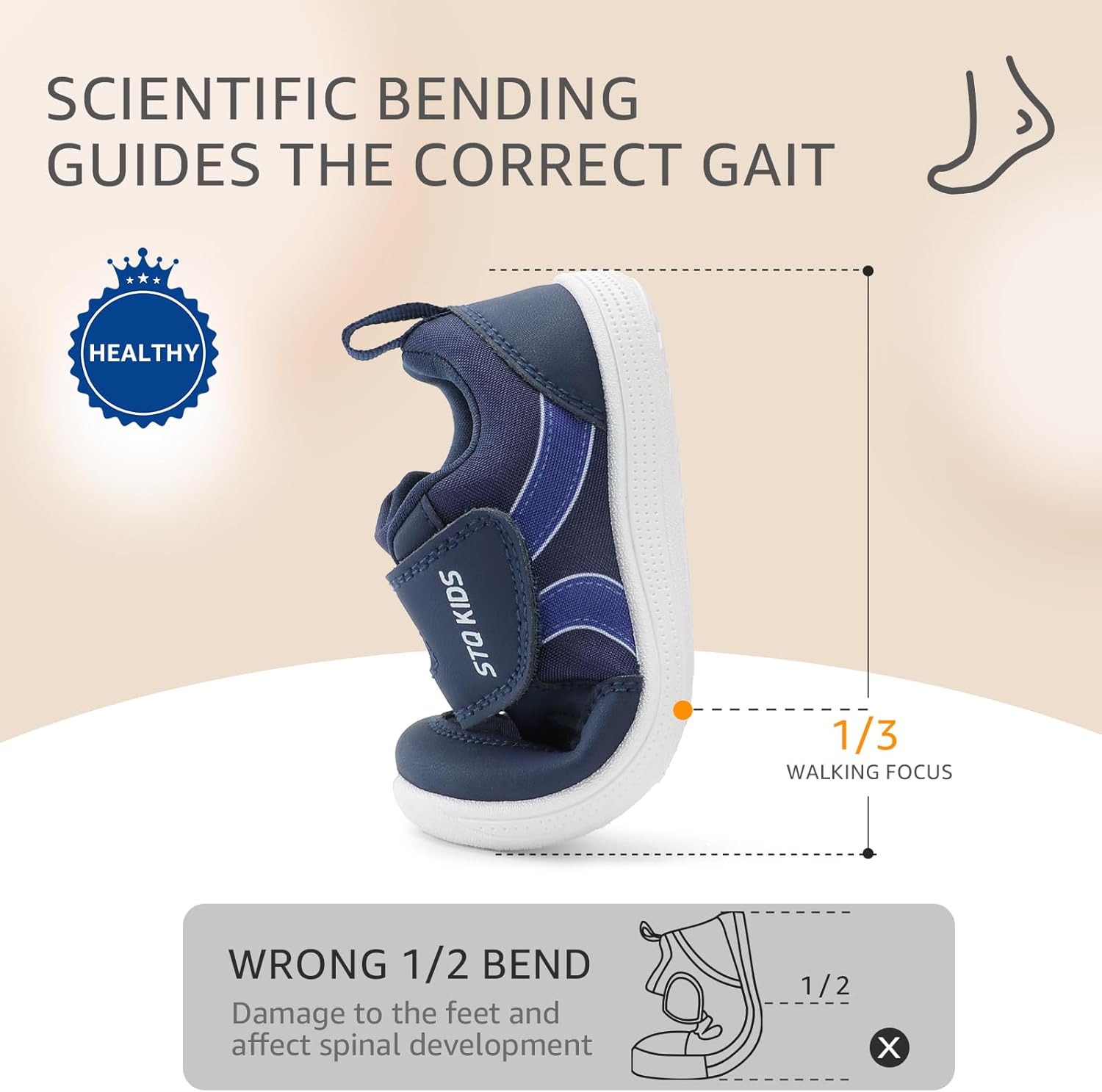 Toddler Wide Toe Box Barefoot Shoes Boys Girls Sneakers Kids Tennis Shoes Preschool Non Slip Lightweight Comfortable First Walking Shoes Running Outdoor Activities - Image 7