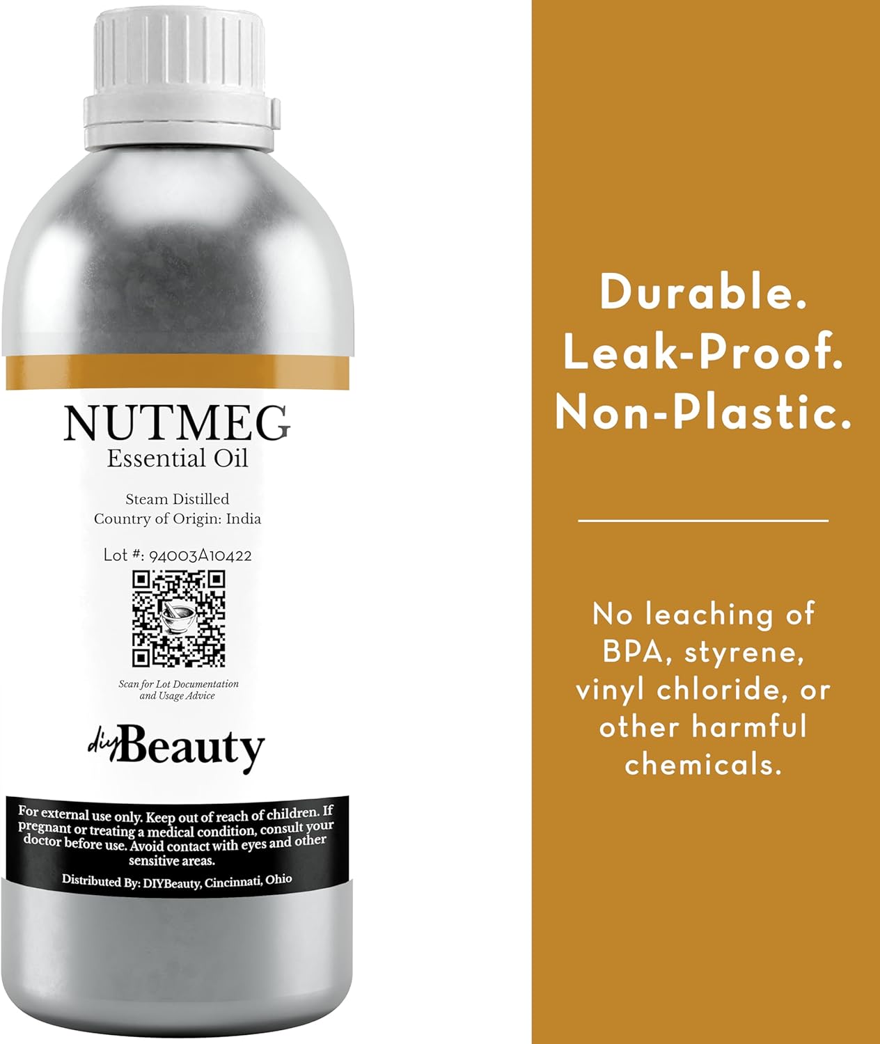 Nutmeg Essential Oil - 8 Fl Oz Bottle - 100% Pure & Undiluted Aceite de Nuez Moscada - Steam Distilled from The Seeds of The Nutmeg Tree