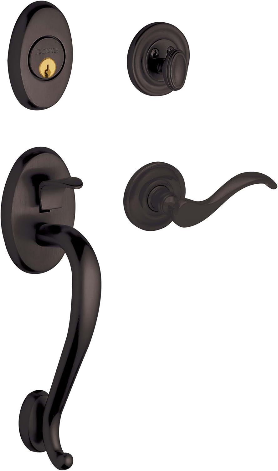 Baldwin 85315.402.Rent Logan Sectional Trim Right Hand Handleset with Wave Lever, Distressed Oil Rubbed Bronze