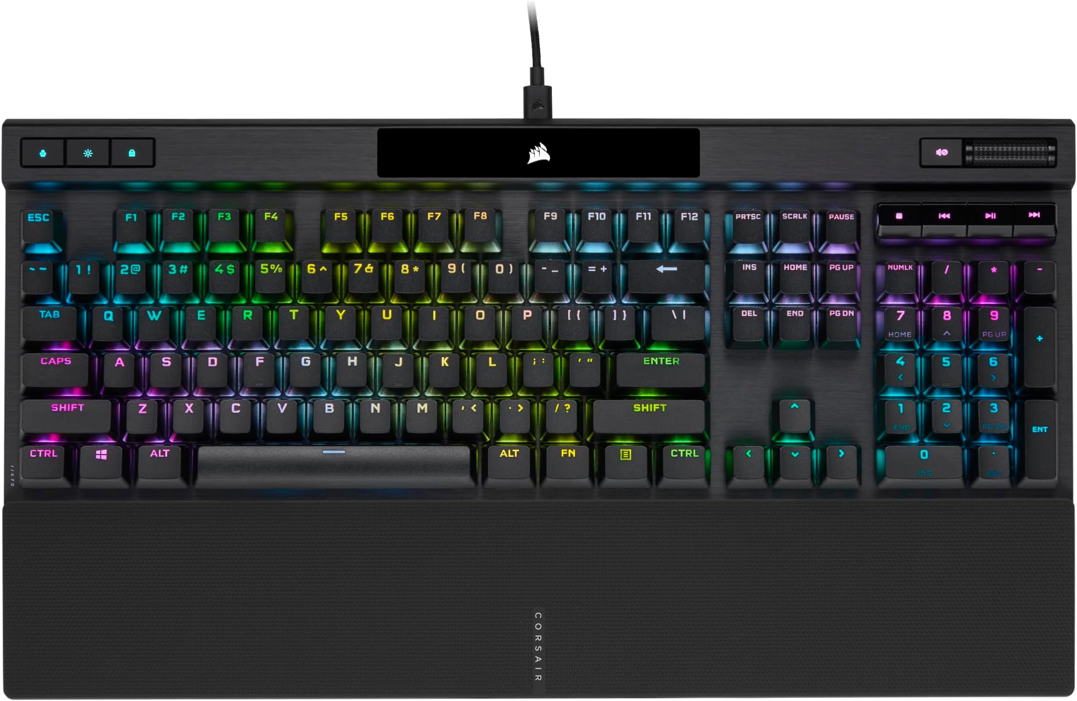 K70 RGB PRO Wired Mechanical Gaming Keyboard (Cherry MX RGB Red Switches: Linear and Fast, 8,000Hz Hyper-Polling, PBT Double-Shot PRO Keycaps, Soft-Touch Palm Rest) QWERTY, NA - Black