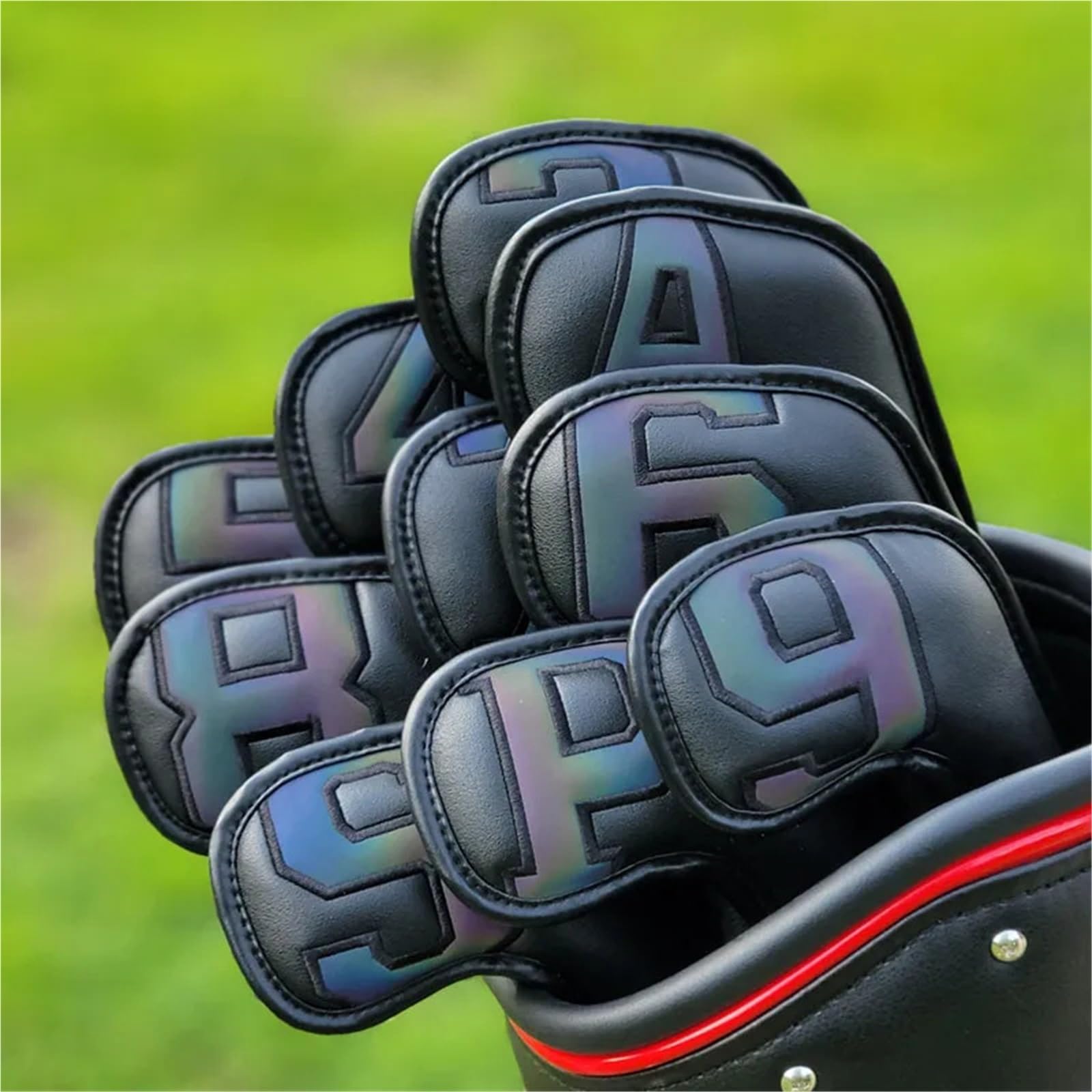 Fundas para Cabeza De Club De Golf Juego de Fundas for Cabeza Hierro for Golf, 10 Uds., Cubierta número 3-9, gradientes ASP Coloridos, Blanco, 7 Cuña o Individual
