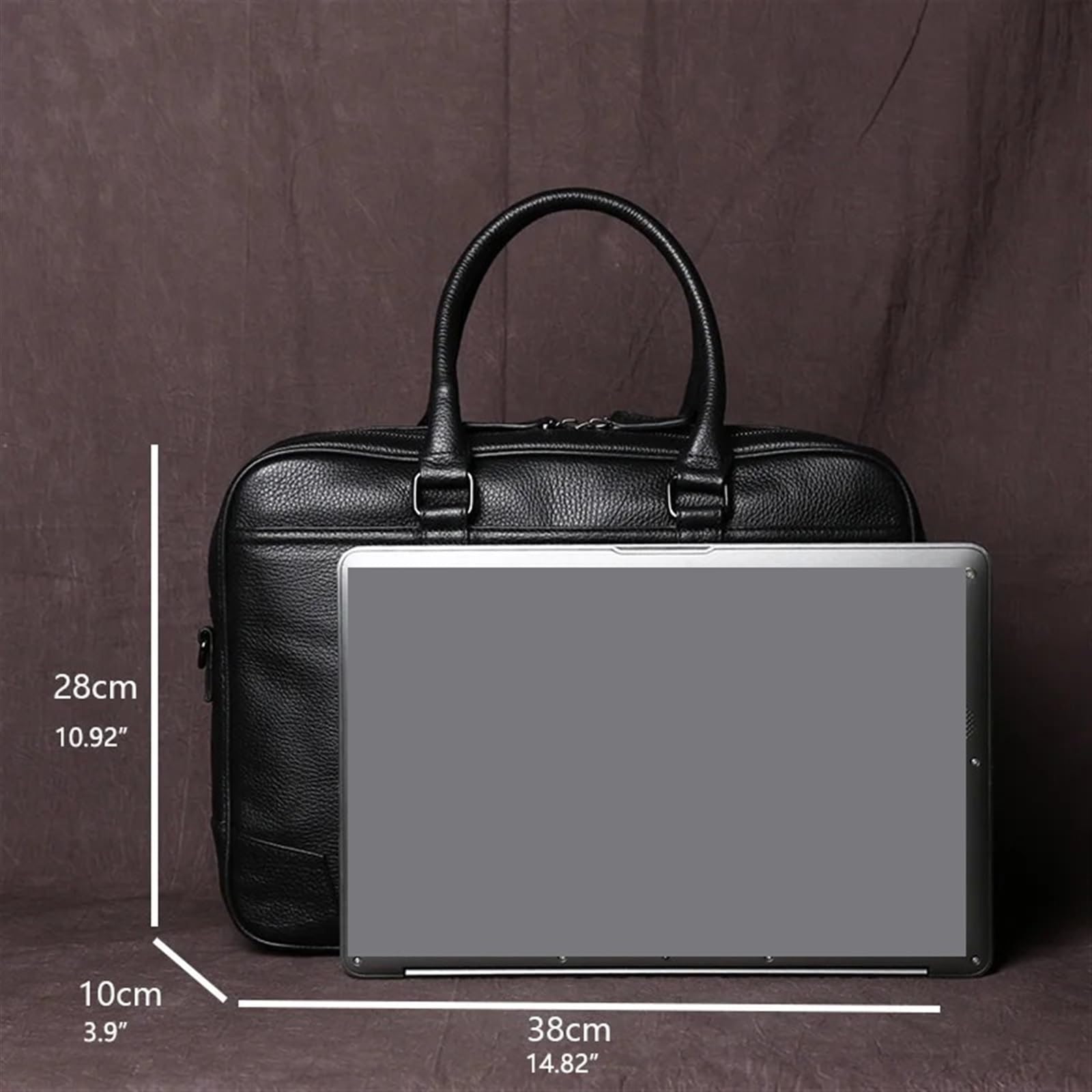 Borsa Per Pc Portatile Borsa a mano in pelle a tracolla orizzontale da uomo di grande capacità for computer lavoro in vacchetta primo strato