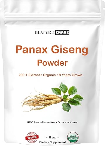 Extracto de raíz de ginseng panax coreano orgánico, extracto de raíz de polvo 2001, máxima resistencia, 6.00 oz (6 onzas), 0.04 oz por porción, con