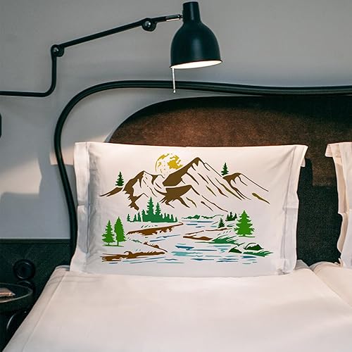 Miniatura 7 de FINGERINSPIRE Plantilla de montaña de 8.3 x 11.7 pulgadas, reutilizable, río, naturaleza, paisaje, plantilla de pintura, bricolaje, manualidades,