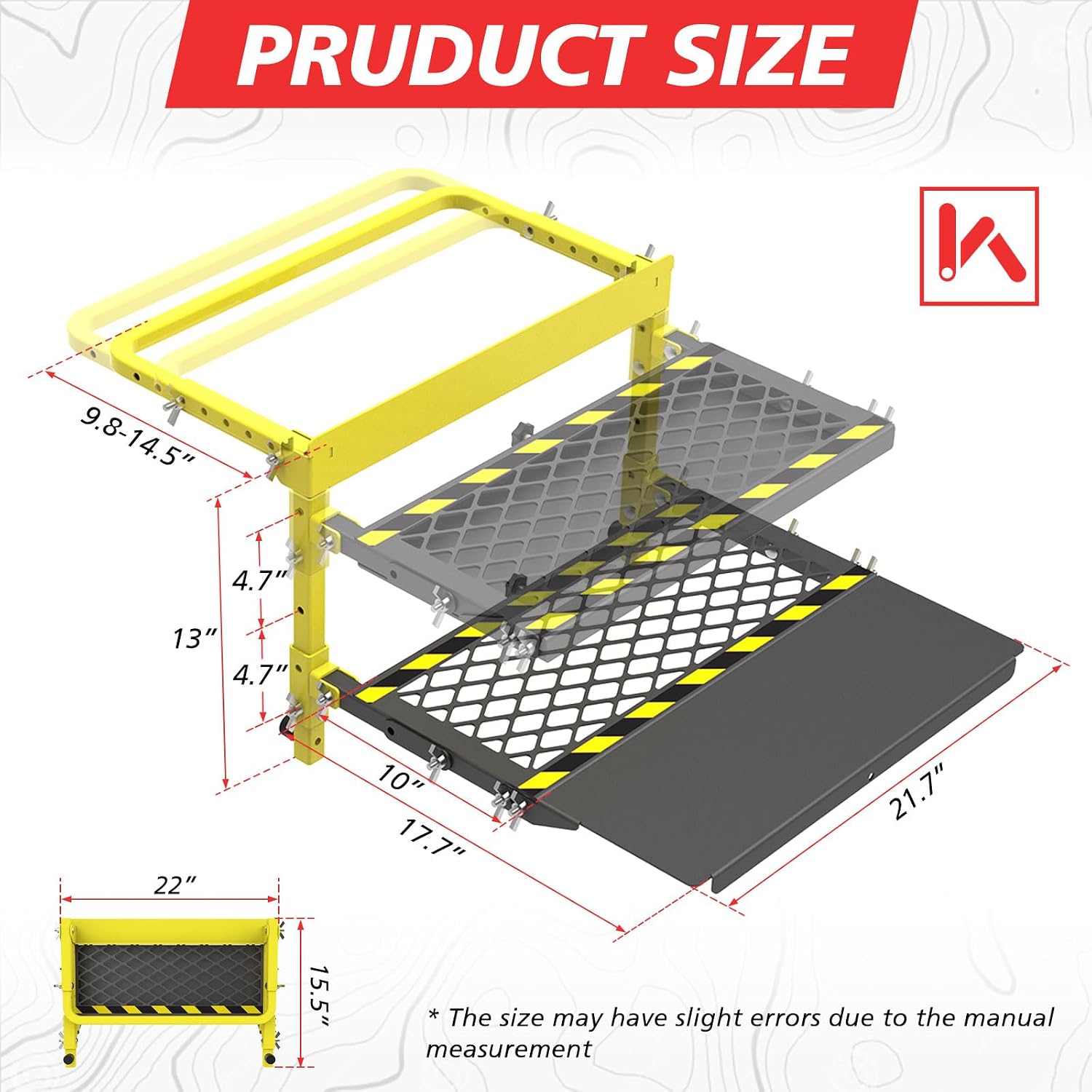 Upgraded Dual-Layer Tire Step for Truck, Pickup, RV, SUV, Adjustable Folding Heavy Duty Wheel Step Stool Tire Table, Non-Slip,Load 350 lbs