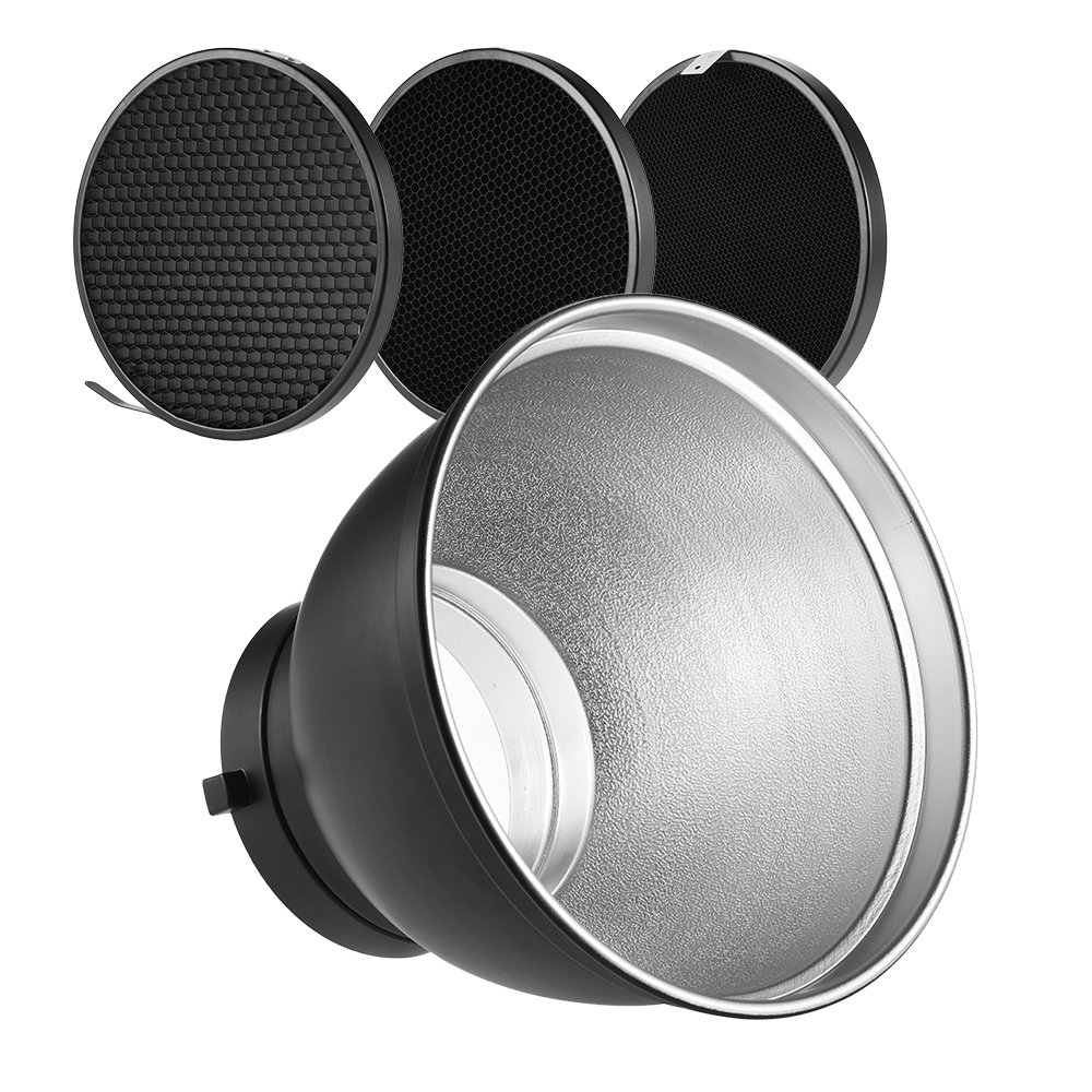 Andoer 18cm Riflettore Bowens con griglia 20 ° 40 ° 60 ° compatibile con Bowens Studio Strobe Flash