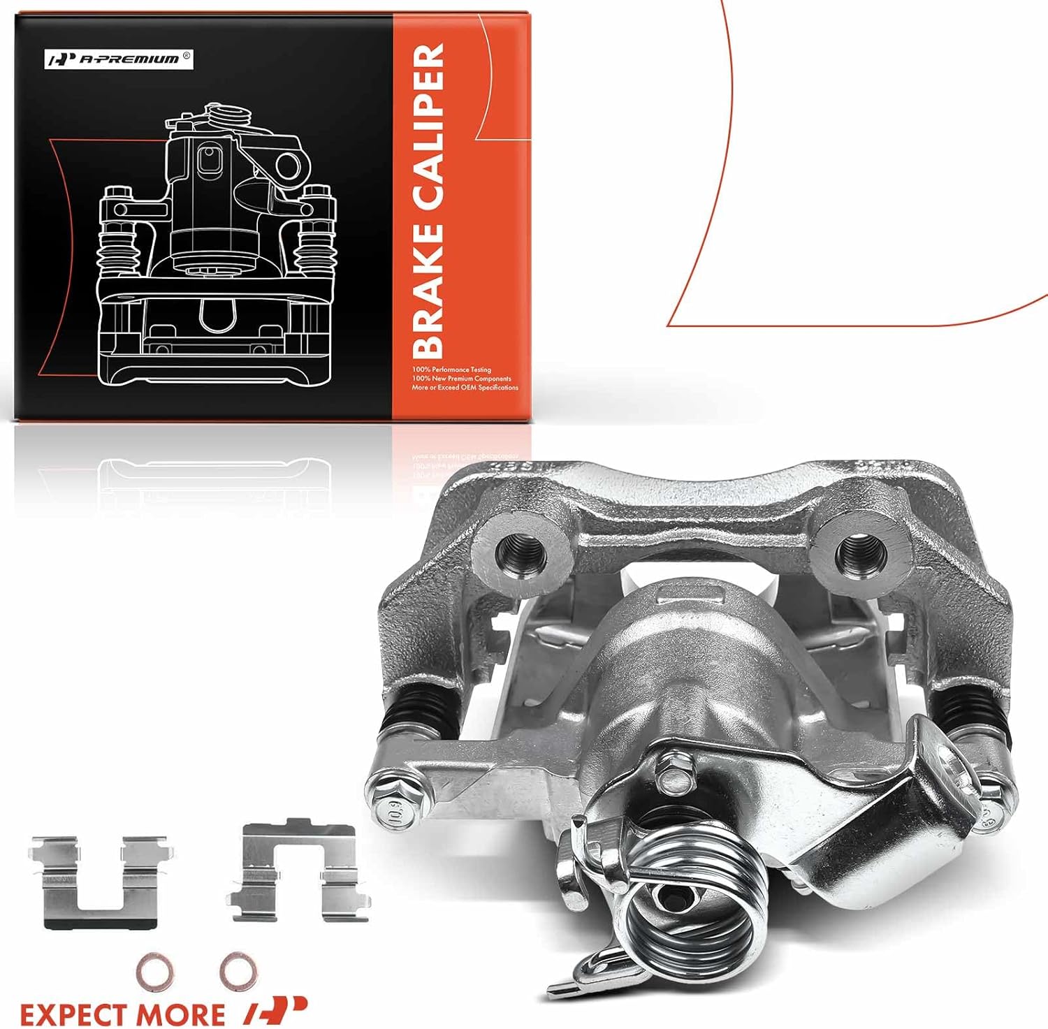 A-Premium Disc Brake Caliper Assembly with Bracket Compatible with Select Ford Models - Mustang 2015-2020 EcoBoost Premium/EcoBoost, Mustang 2015-2017 V6 - Rear Right Passenger Side