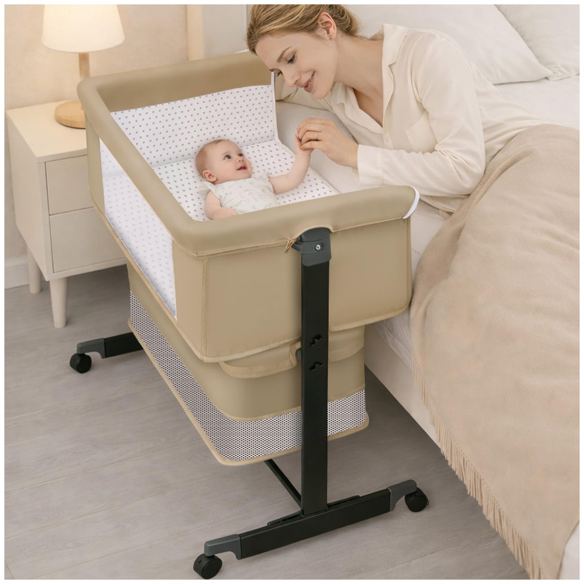Graco SmartSense Soothing Baby Bassinet & Rocker with Cry Detection Technology, Includes 100% Organic Cotton Sheet, Luna