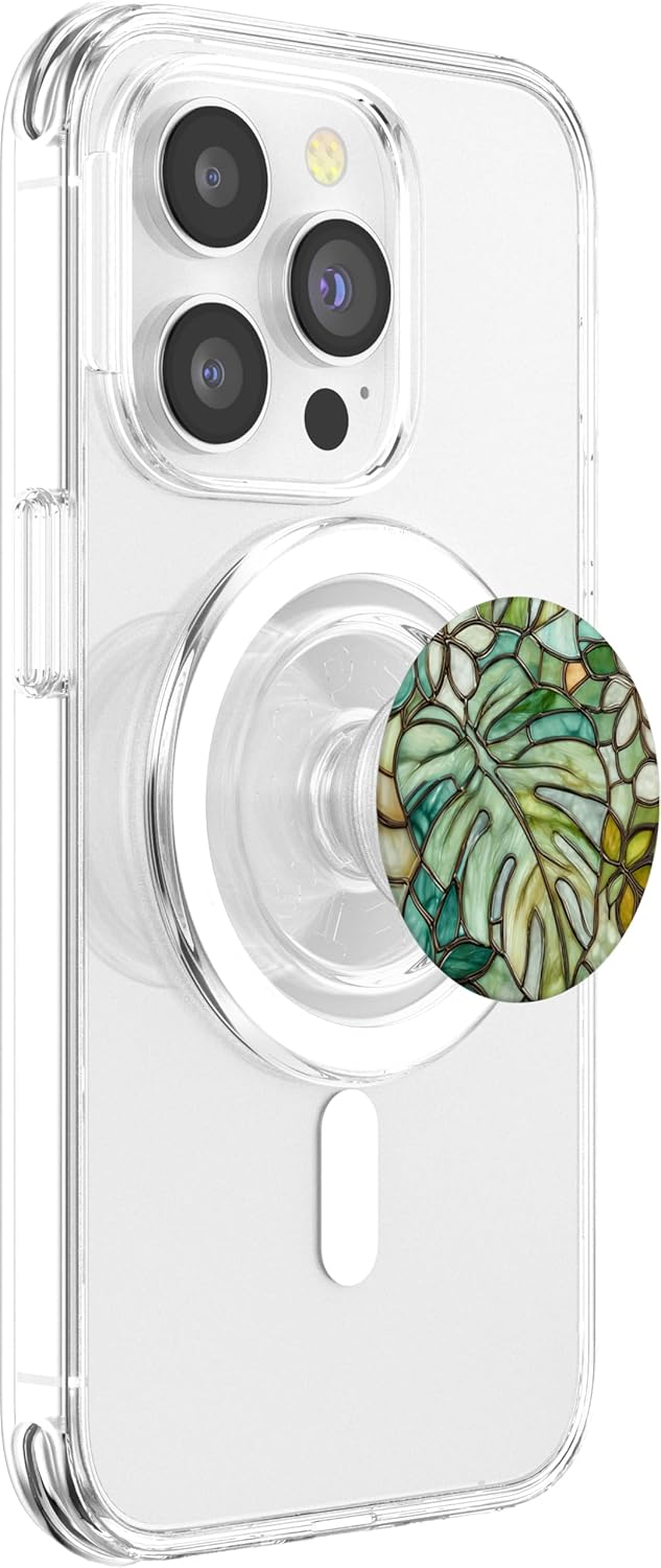 Monstera & Monstera Leaves, Green Leaves, Monstera Leaf PopSockets PopGrip for MagSafe