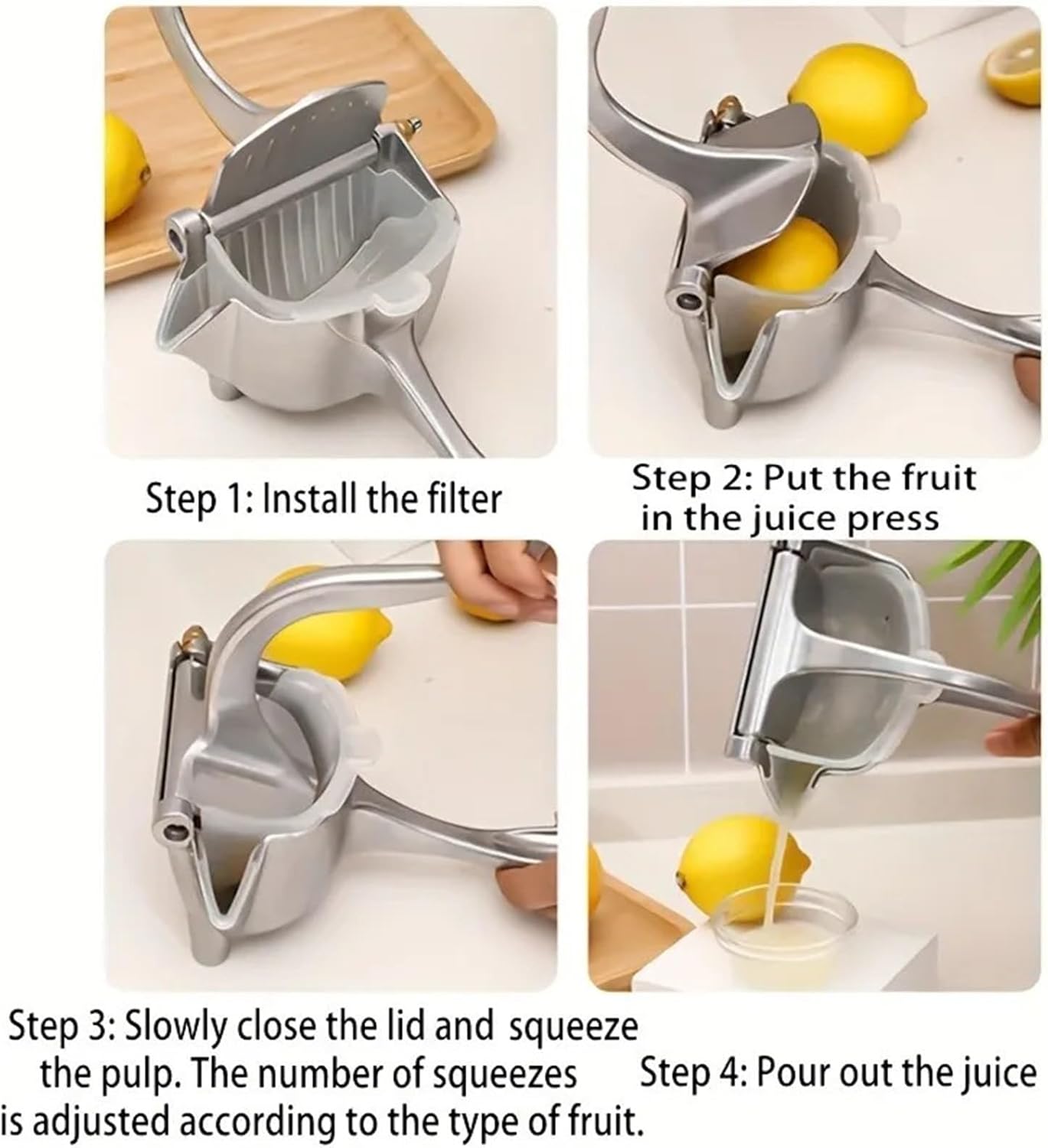1pc Stainless Steel Manual Juicer, Lemon Juicer Manual Juicer Fruit Squeezer Removable Heavy Duty Citrus Extractor Tools