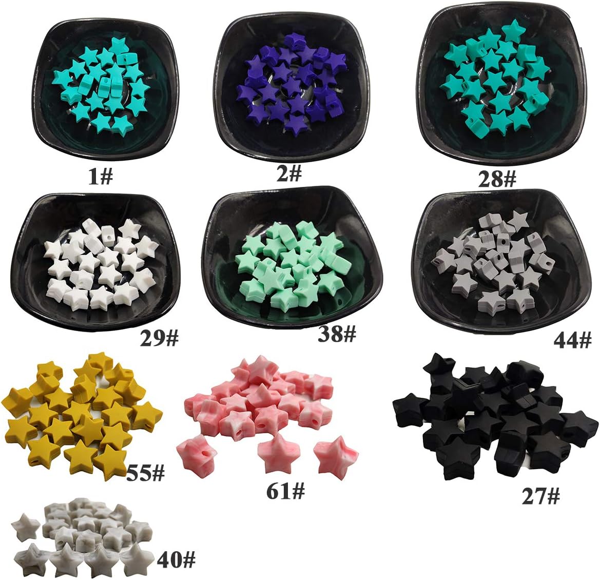 100pcs Silicone Stars Pearl Beads for Pen Accessory 14mm Mini Cute Silicone Star Bead for Keychain Making DIY Mom Lanyard Beading Jewelry