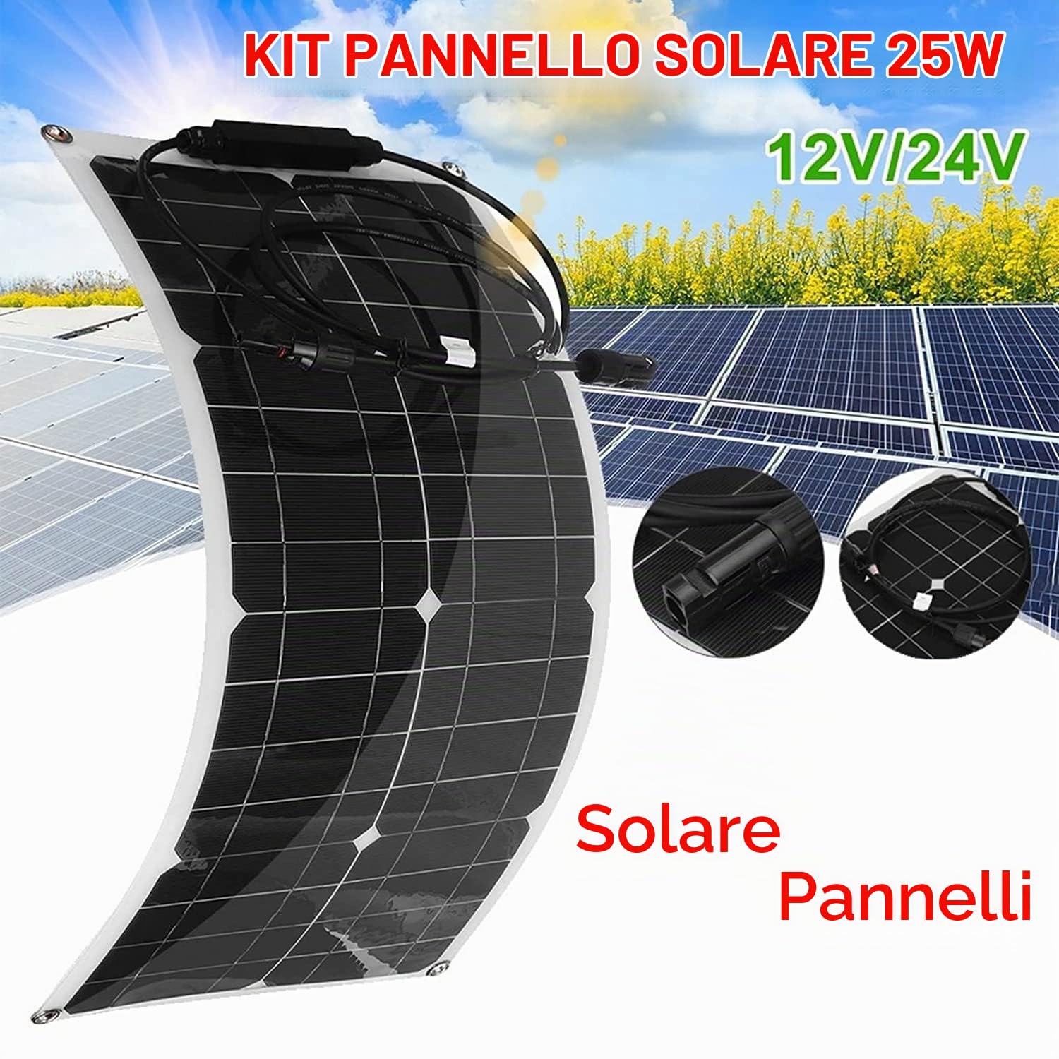 Pannello solare monocristallino flessibile da 25 watt 12 volt per barche camper camper e altro (Solarplatten)