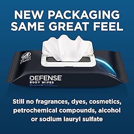 Defense Soap All Natural Body Wipes with Tea Tree Oil | Wrestling, Combat, Camping, Gym, Post Workout Shower Wipes for Men and Women. 40 Count (Pack of 6)