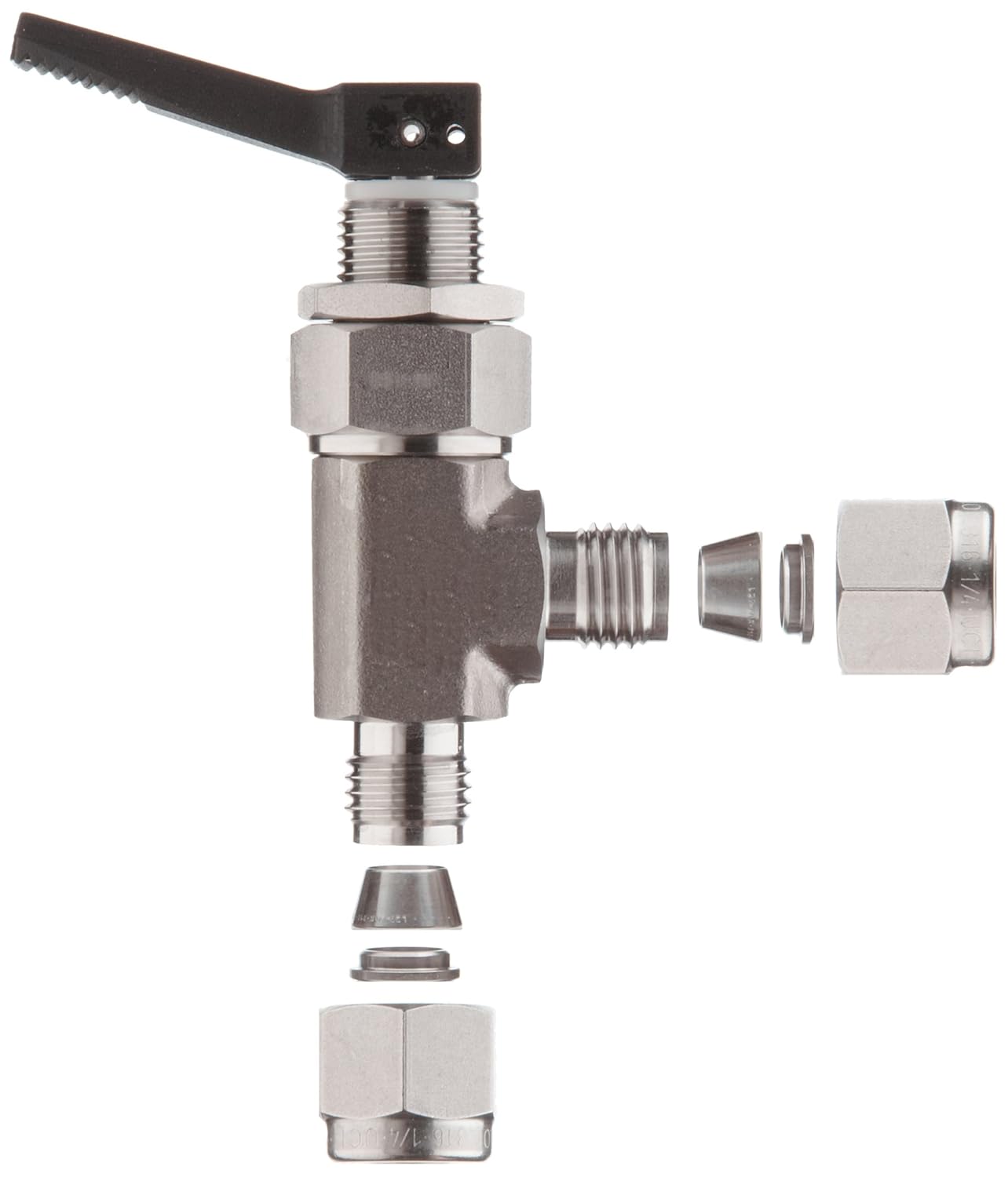 Ham-Let H1200 Series Stainless Steel 316 Toggle Valve, Angle, 1/4" Let-Lok Fitting