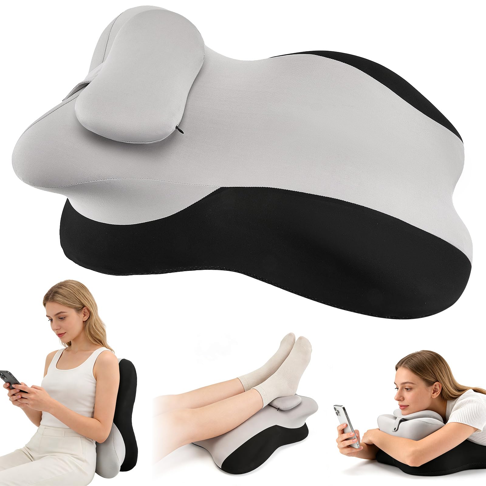 Almohada De Lectura Ergonómica Viscoelástica, Cojín Triangular para Cama Y Sofá con Funda Lavable, Soporte para Espalda Y Piernas, Ideal para Relajación Y Posicionamiento Ortopédico