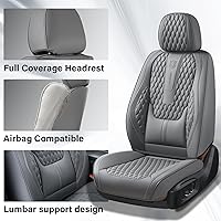Vista 3 de Coverado - Juego completo de fundas de asiento para automóvil, de piel de napa, protector impermeable con soporte lumbar, con ajuste universal