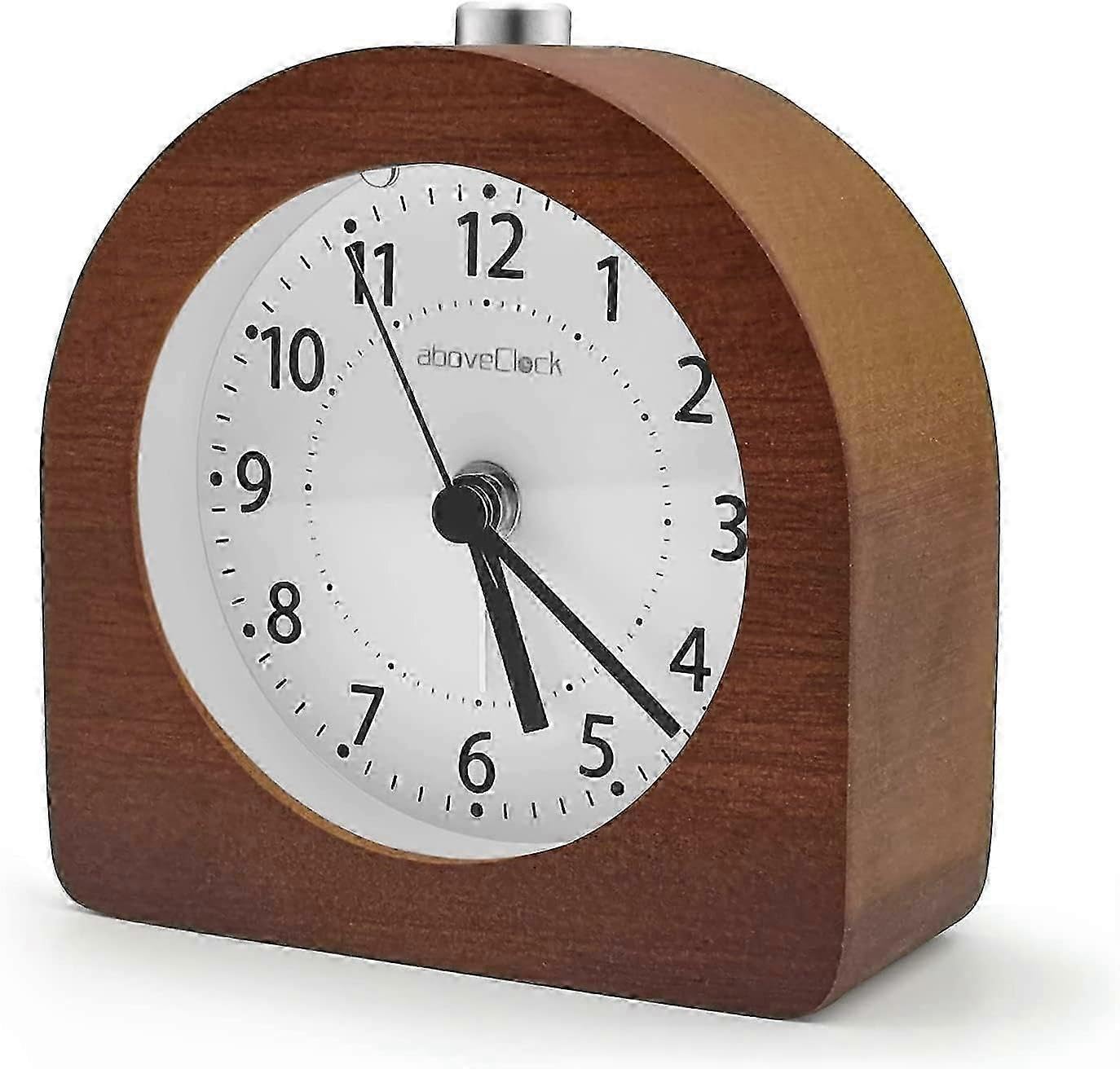 JOYHAPPST Alarm Clock Battery Operated Snooze Function - Dark Wood