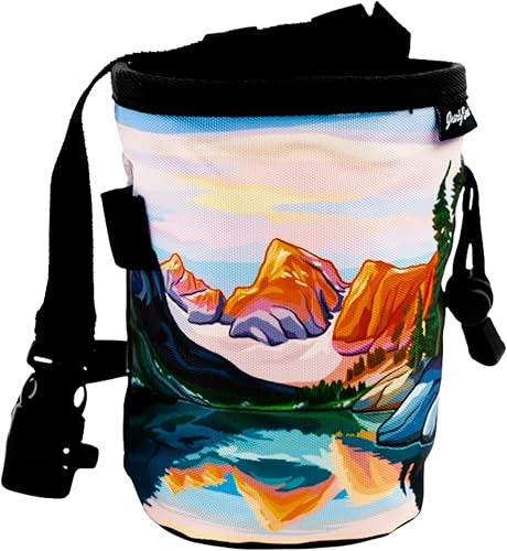 Bolsa de tiza para escalada en roca, para exteriores, gimnasio y bouldering, cinturón ajustable, cierre de cordón duradero y bolsillo con cremallera