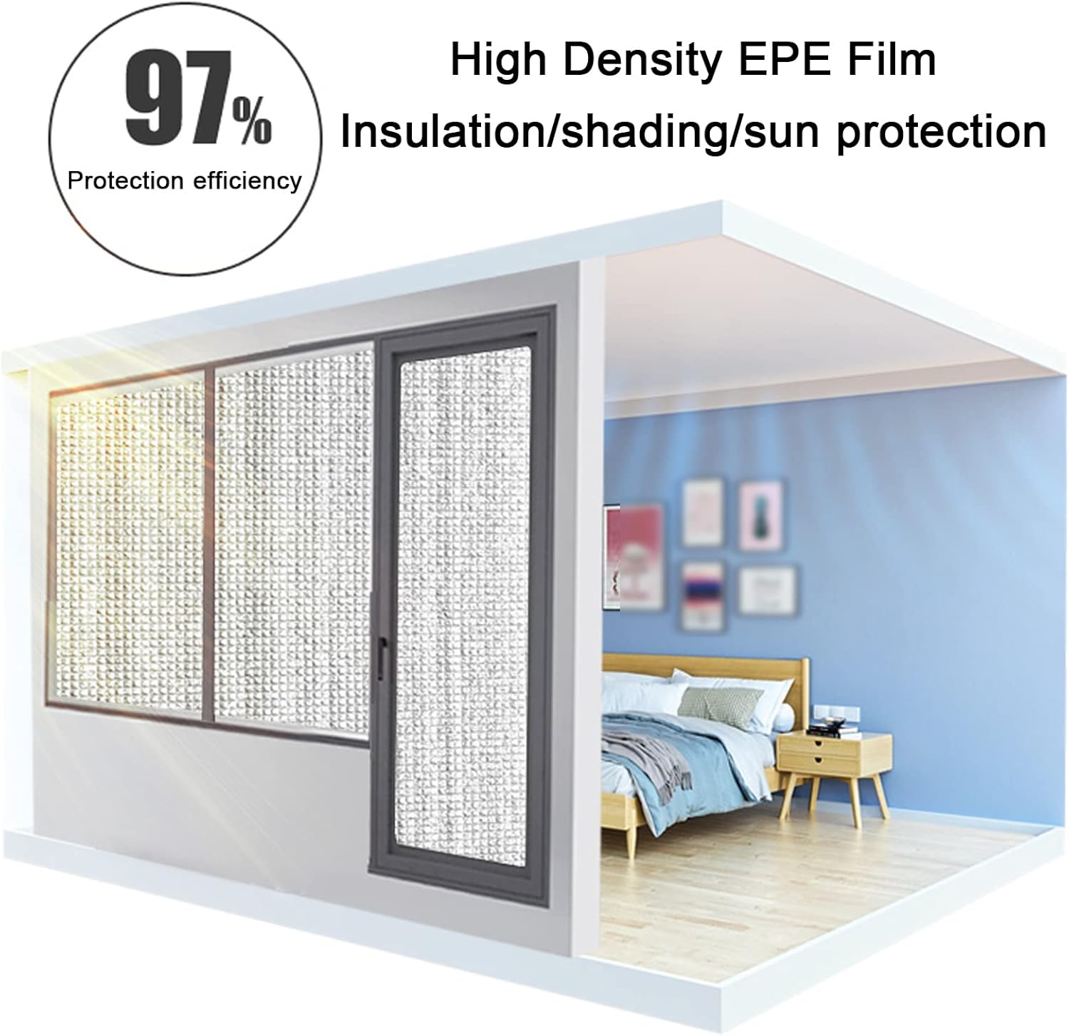Sun Room Heat Reflective Window Film,8mm Aluminum Foil Insulation Foil,Thermal Insulation Shield(65x80cm/26''x31'')