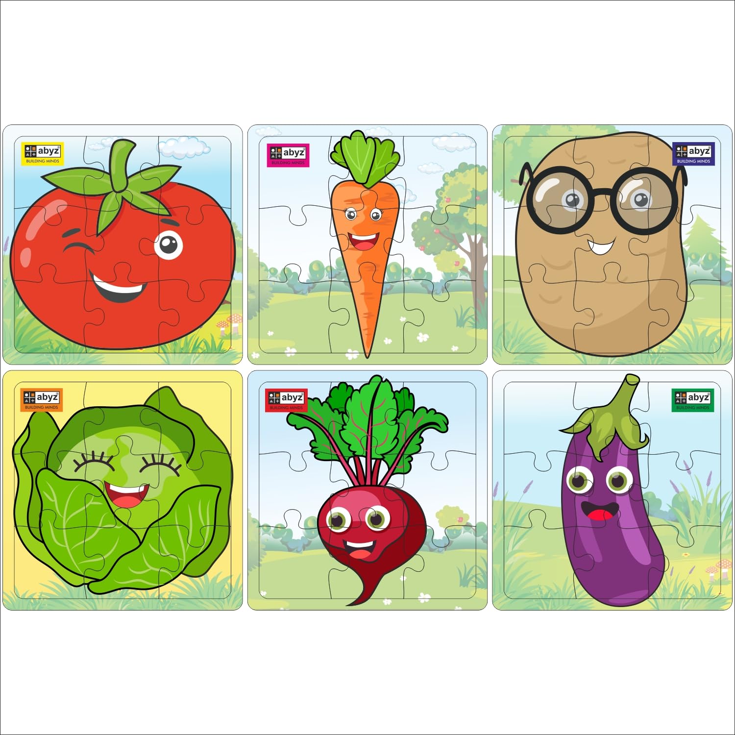 ABYZ Wooden Vegetable Jigsaw Puzzle for Children (Paperless Puzzle) - 9 Pieces (Set of 6) (B0D2J2W18L) Amazon Price History, Amazon Price Tracker