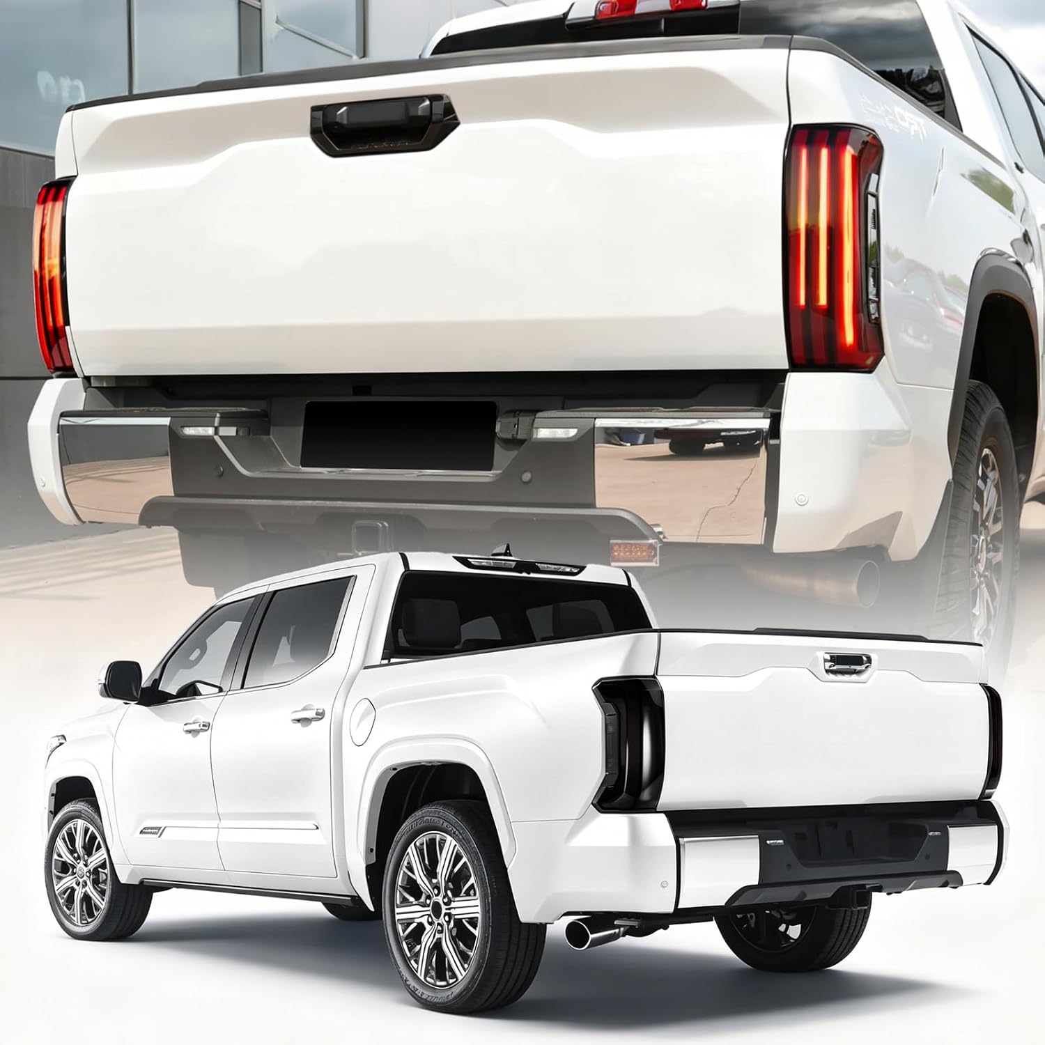GearUp Smoked Black Rear Tail Light Cover for Toyota Tundra 2022-2026
