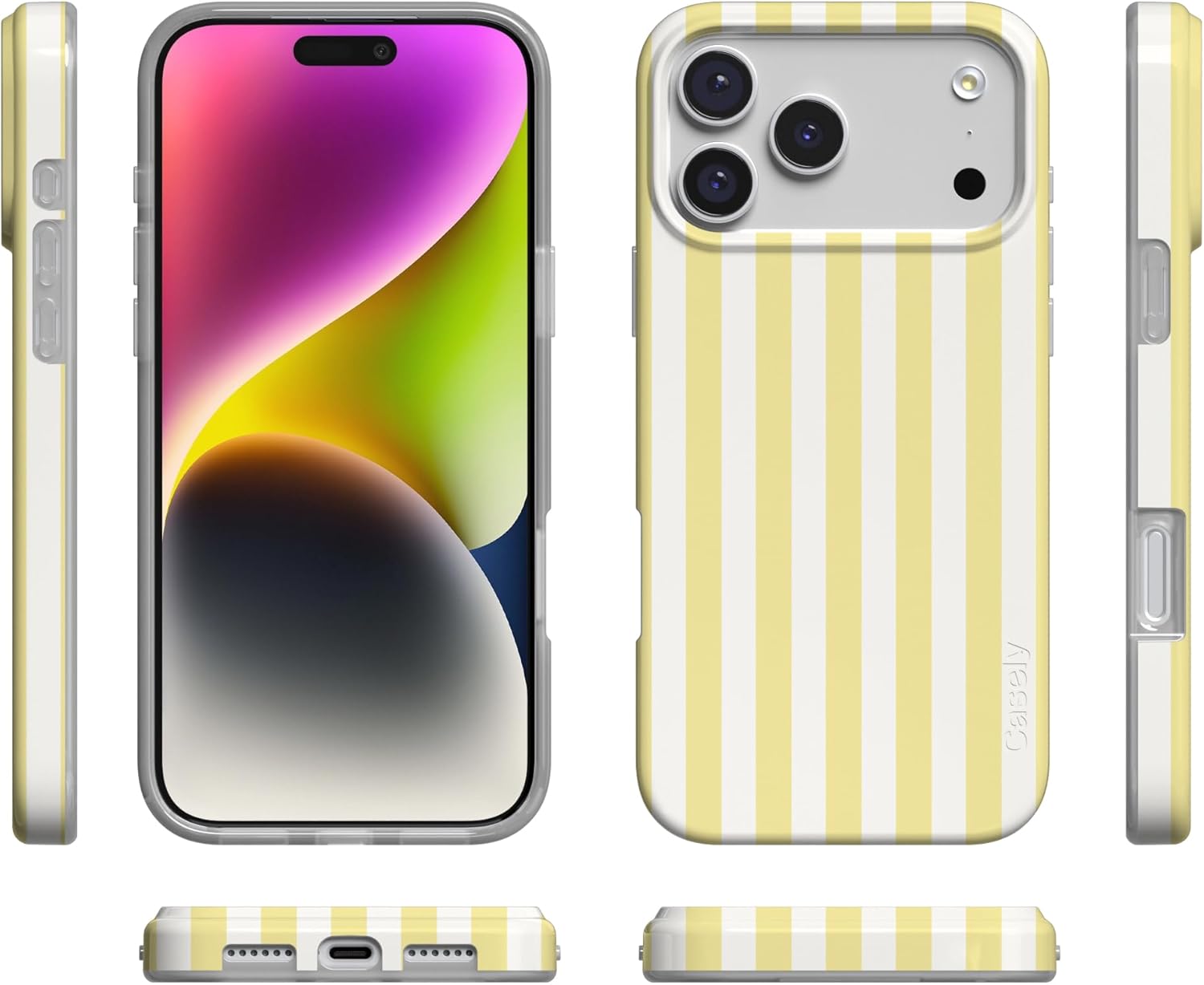 Casely iPhone 17 Pro Case | Butter Yellow Stripes | Sunday Best | Compatible with MagSafe | Classic Ultra Slim Design