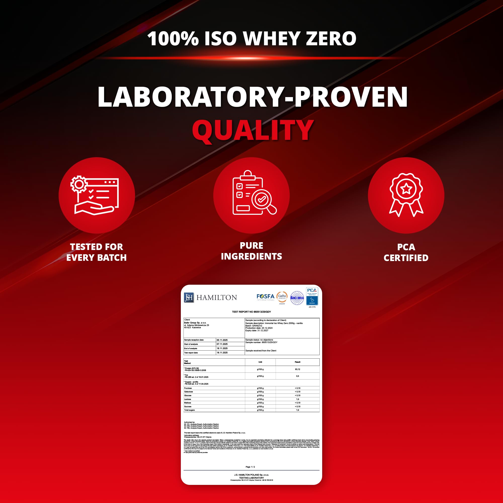 IMMORTAL NUTRITION 100% ISO Whey Zero Izolat Białka Serwatkowego - Izolat w proszku z 27,2 g białka na porcję - 85% zawartości białka - Niska zawartość cukru i tłuszczu (2 kg, Wanilia)
