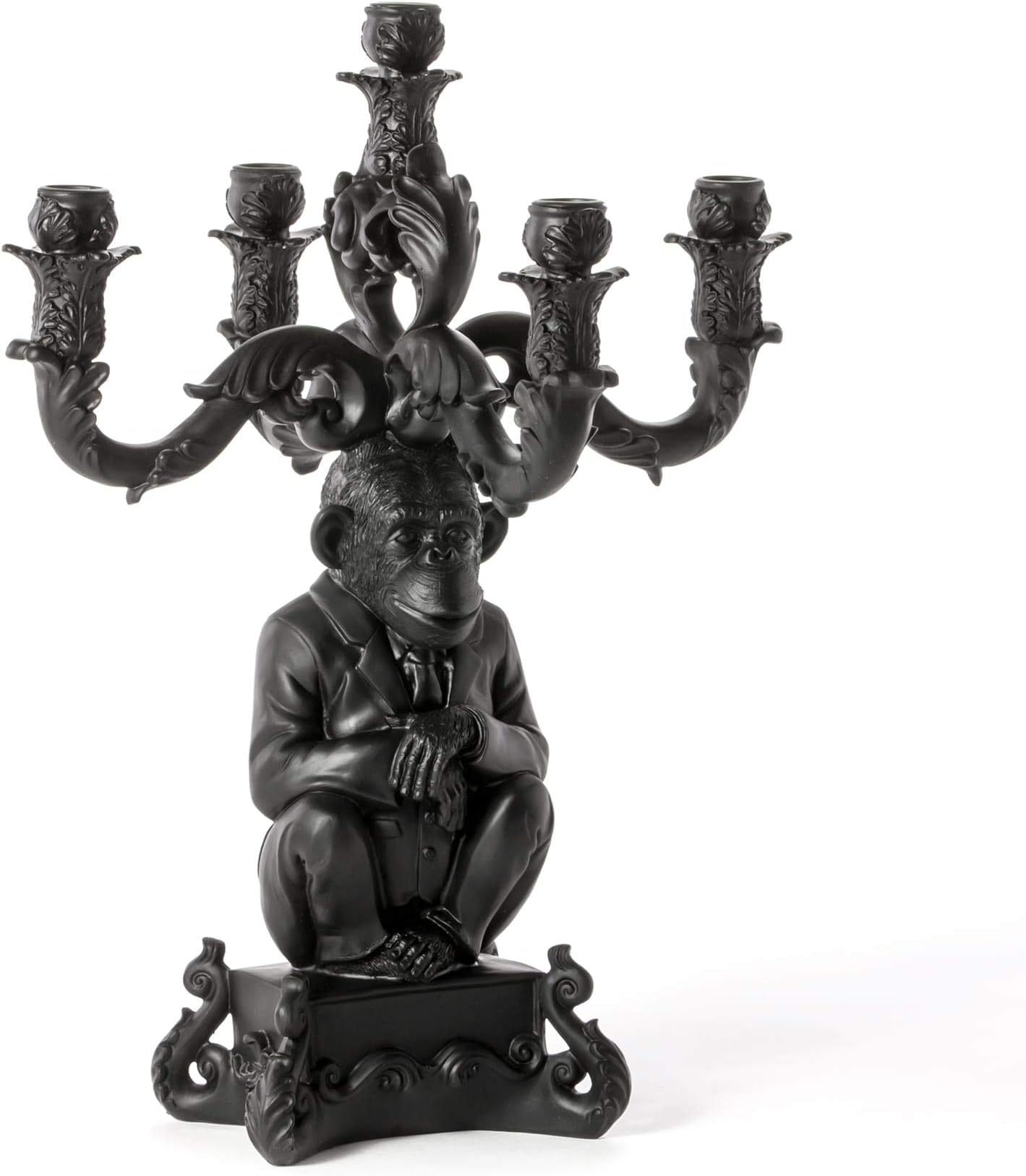 Candelabra 5 Arms "Burlesque - The Wise Chimpanzee" H. Cm.48 - Black
