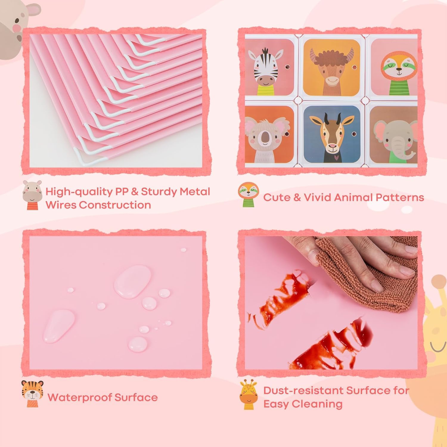 Organizador de almacenamiento de armario para niños, cómoda portátil con 12 cubos y 2 secciones para colgar para dormitorio de niños o guardería, bonito diseño con puertas