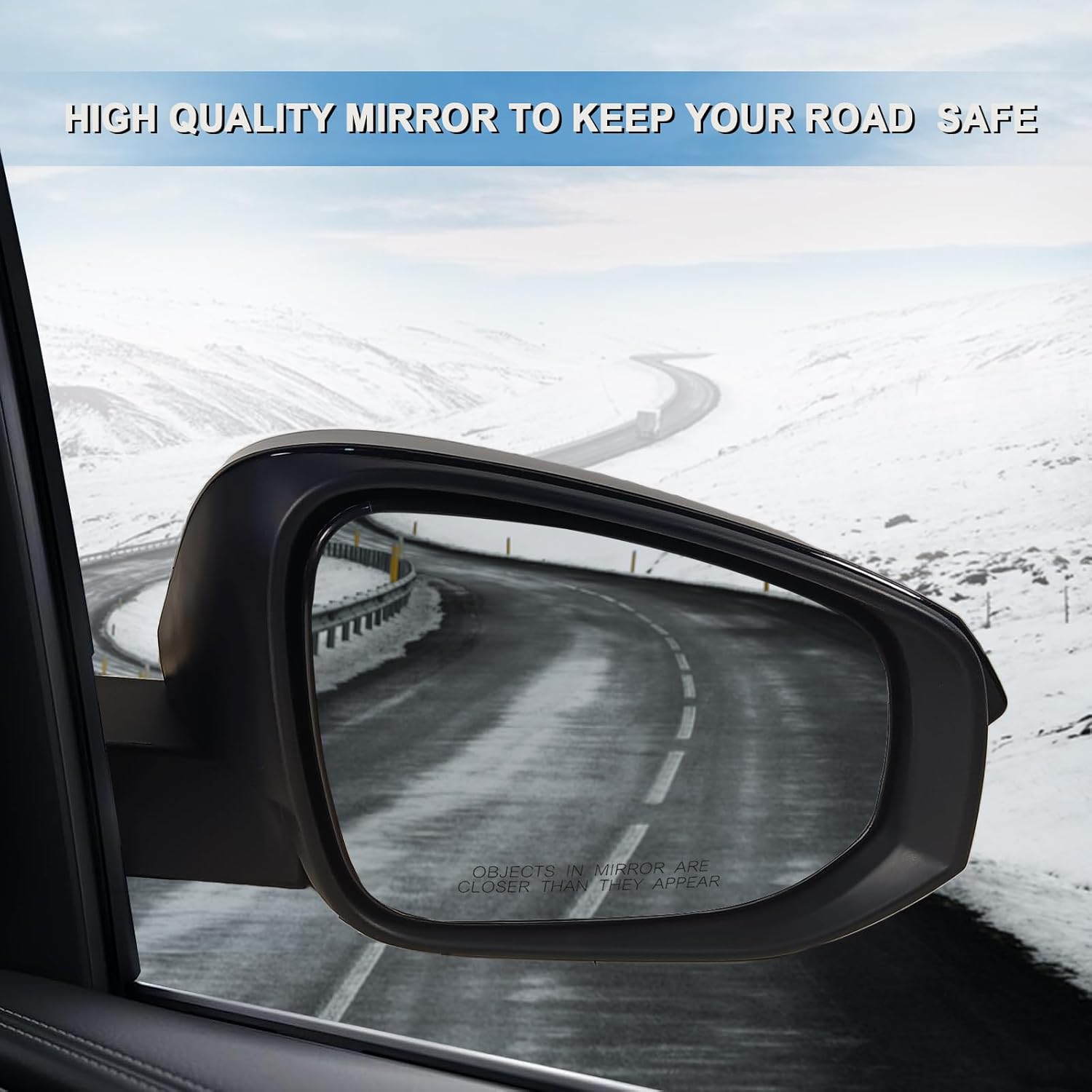 Right Passenger Side Mirror Assembly Fits 2014-2024 Toyota 4Runner With Power Glass Heated Manual Folding Match to Black Replace TO1321313 (5Pins)