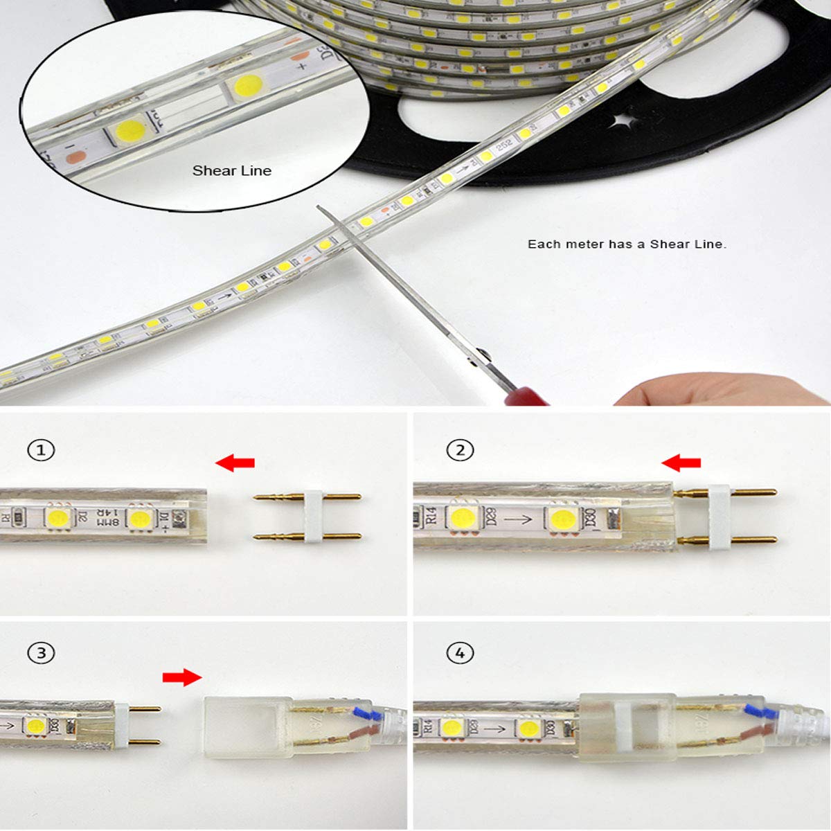 30m Warmweiß LED Band, 220V 230V Lichtleiste, 60 Leds/m Strip, IP65 Lichtschlauch, milde Hintergrundbeleuchtung