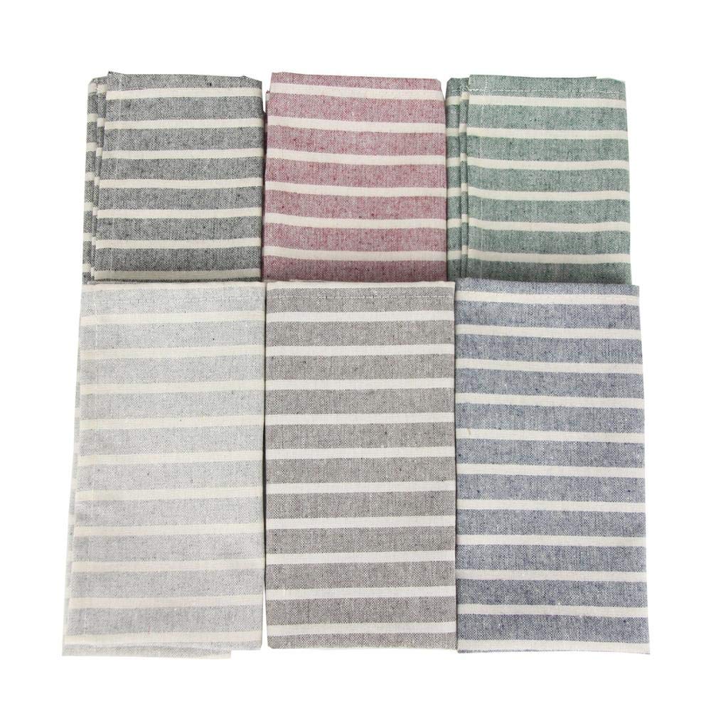 Tovaglioli Stoffa Set di 12 tovaglioli di Stoffa a Strisce 30 x 40 cm di Lino di Cotone tavola da Pranzo tovaglioli in Tessuto tovagliette 6 Colori Tovaglioli di Stoffa (Color : 4)
