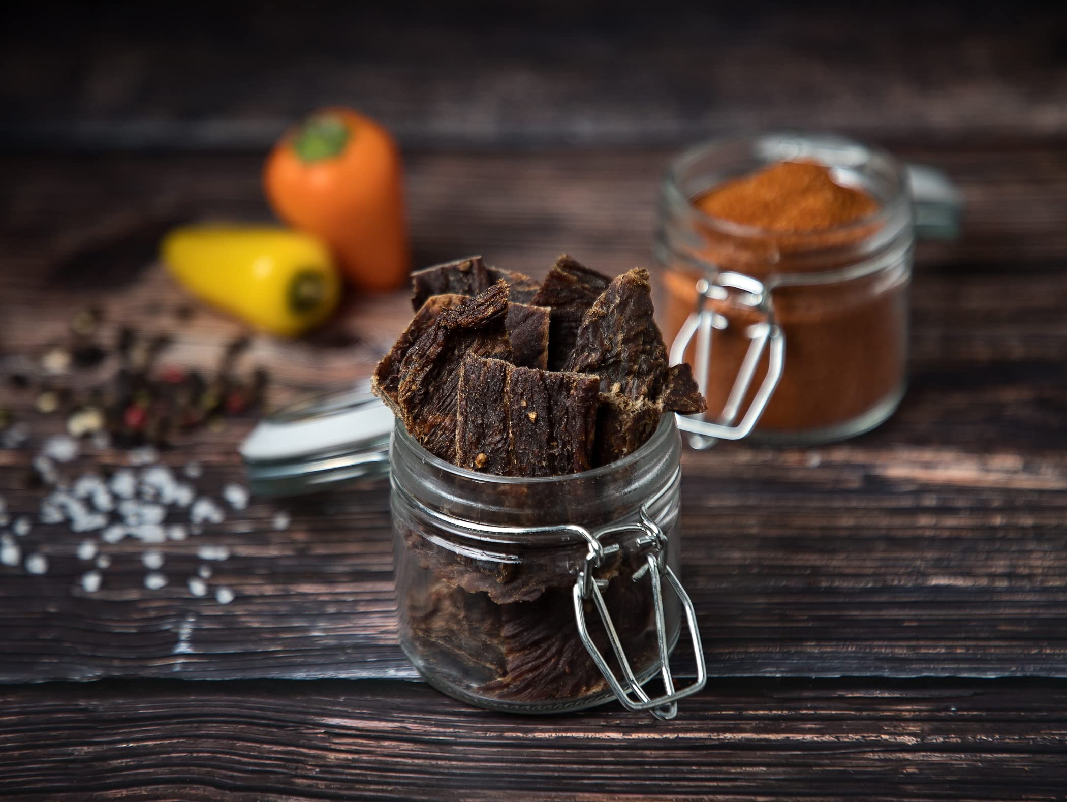 Craftsman Beef Jerky Pepper | Trockenfleisch aus Deutschland - Bayern | Set 5 x 100g = 500g | 100% natürlich ohne Zucker | 100% Rind | High Protein 68% | Dörrfleisch Pfeffer