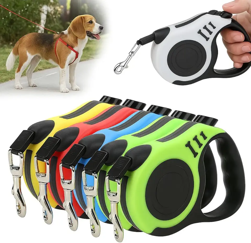 Coleira Guia Retrátil 3 Metros Pets Cachorro Cães Gatos Resistente Com Trava (Azul)