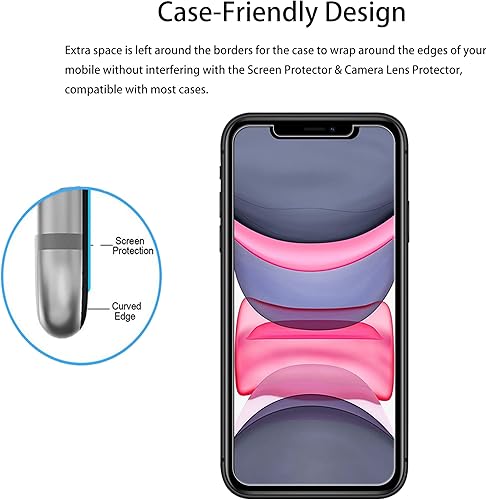 Miniatura 7 de HKKAIS - Protector de pantalla de vidrio templado compatible con iPhone 11 protector de lente de cámara de vidrio templado con marco de fácil