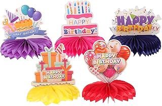 5piezas Decoraciones De Cumpleaños Diseño De Panal Centros De Mesa Coloridos Para Fiesta De Cumpleaños Infantil Accesorios Para Fotografía y Decoración De Mesa