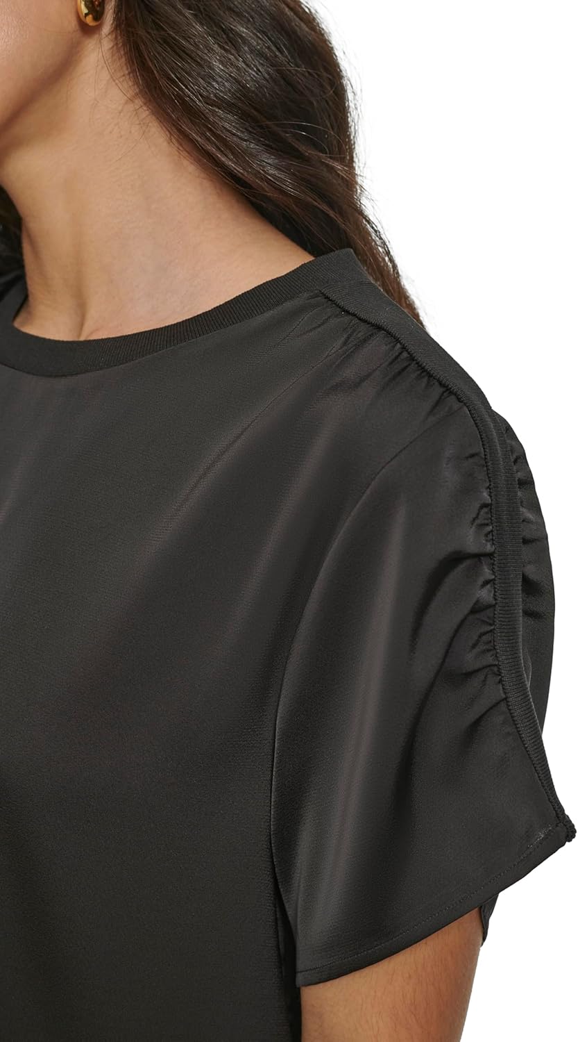 Calvin Klein Womens Short Sleeve Ruched Blouse - Image 5