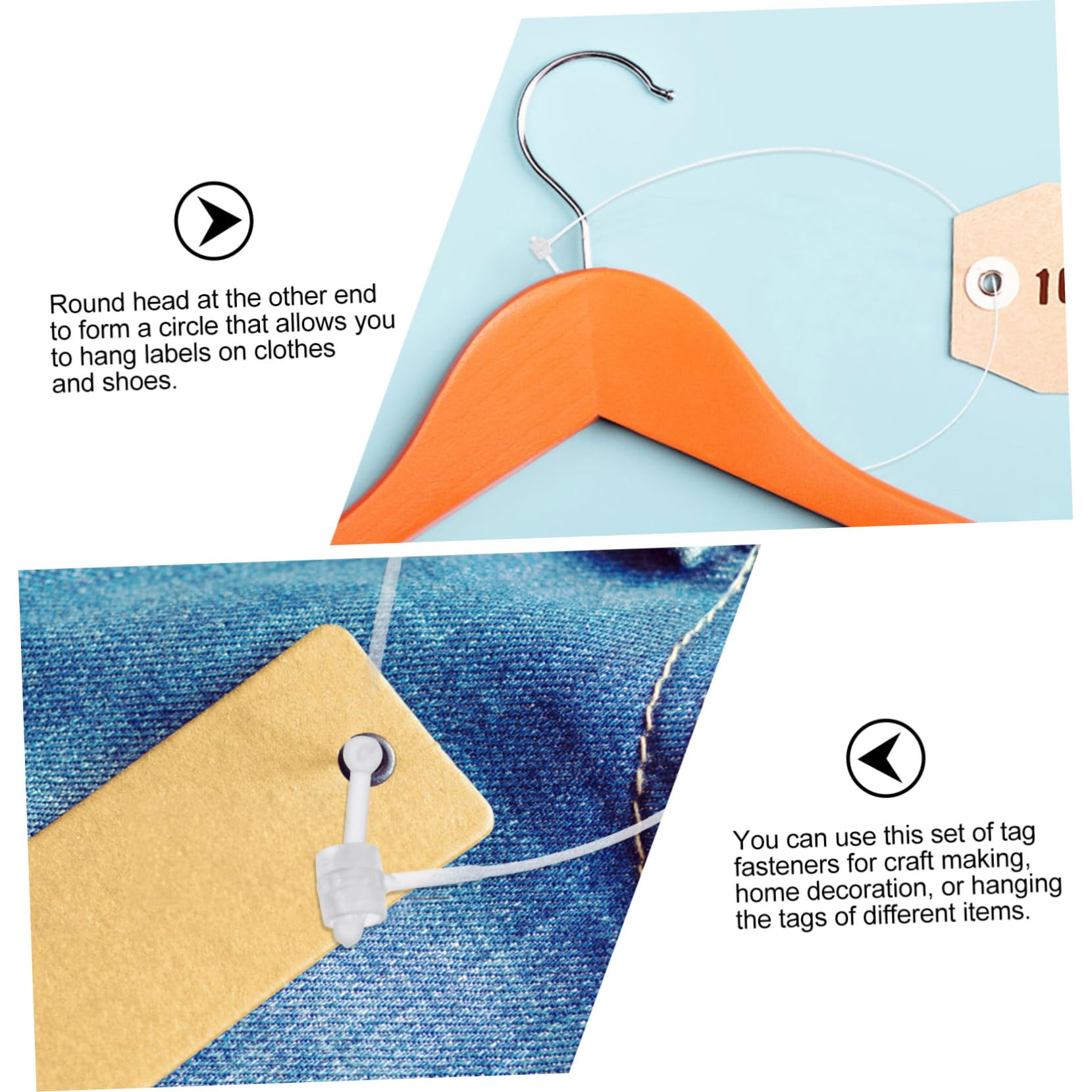 KALLORY 3sets Trademark Tag Line Snap Lock Pins Zip Ties Black Snap Lock Pin Clothing Fasteners Tag Clothing Tags with Retail Store Clothing Tag Manual No Tag Tag Snapbag Plastic 1000pcs*3