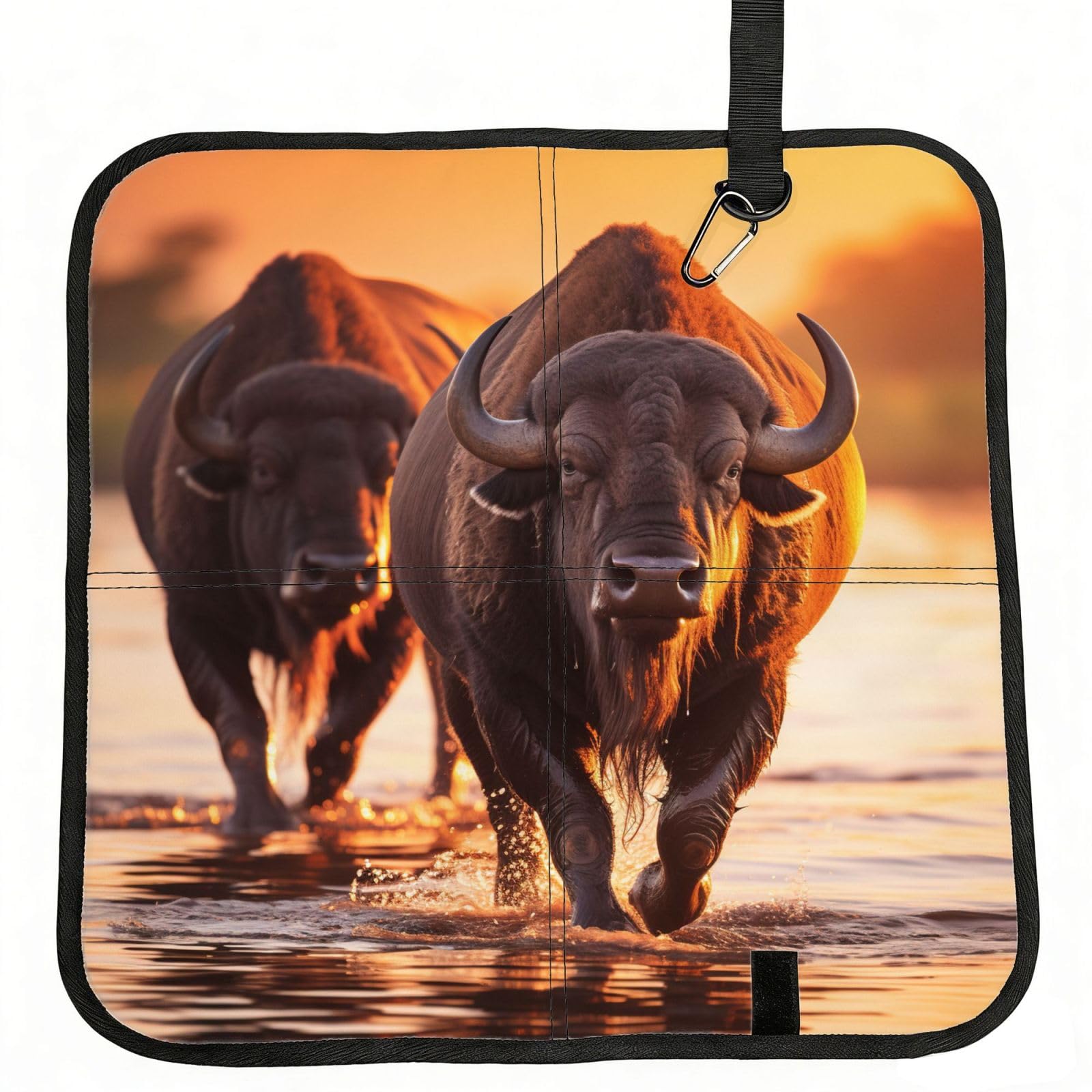 YGLHBDPBF African Sunset Print Camping seat cushion,Foldable Sitting Pads,Save Backpack Space for Hiking