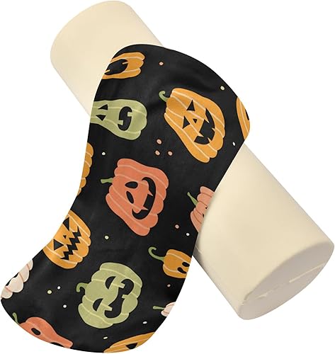 Miniatura 4 de JUNZAN Almohada con patrón de calabaza de Halloween para piernas, almohada de cuello firme, almohada redonda para sillas para apoyo, almohadas para