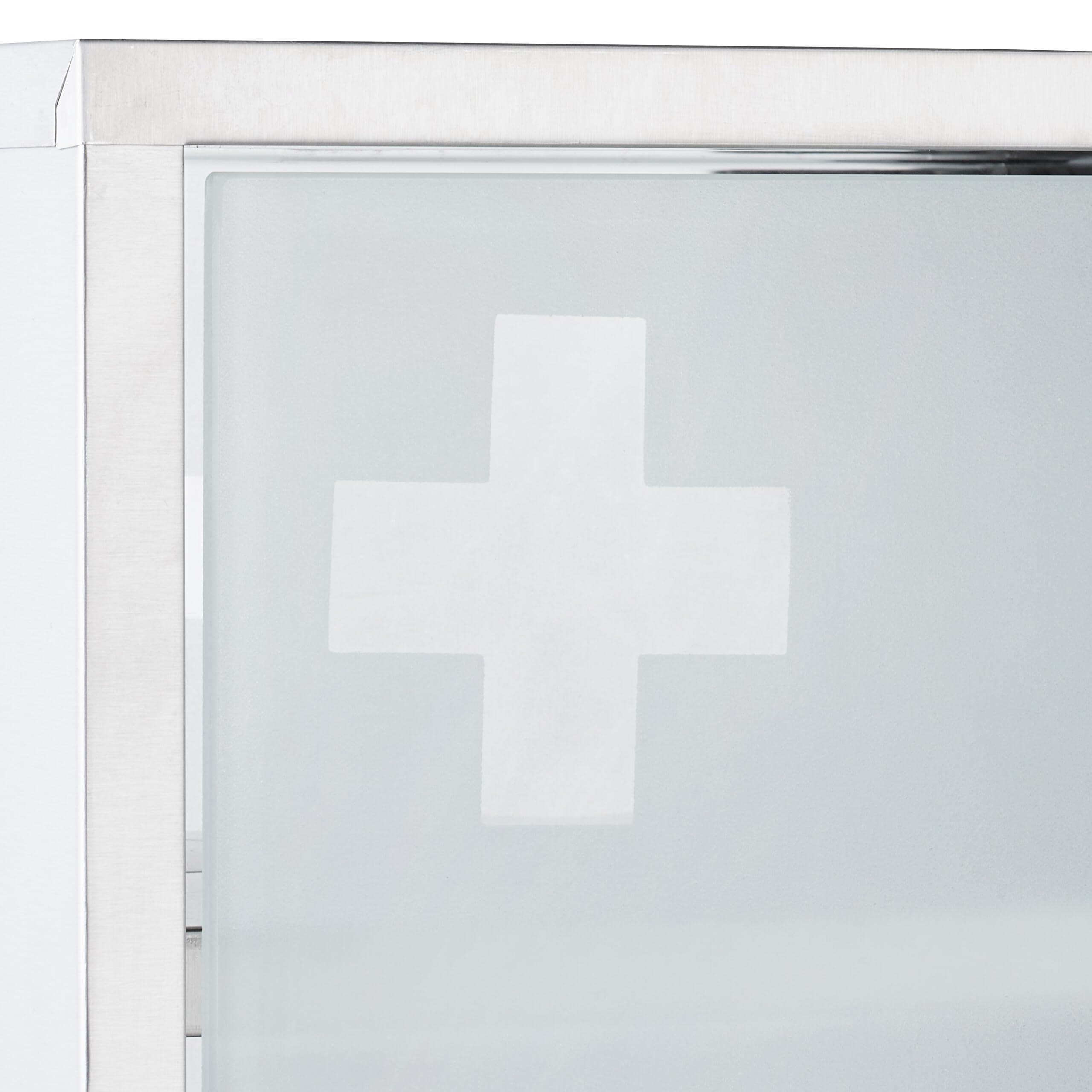 Relaxdays Armoire à Pharmacie, 4 Compartiments, Acier Inoxydable et Verre Opale, H x L x P : 57 x 27 x 12 cm. argentée